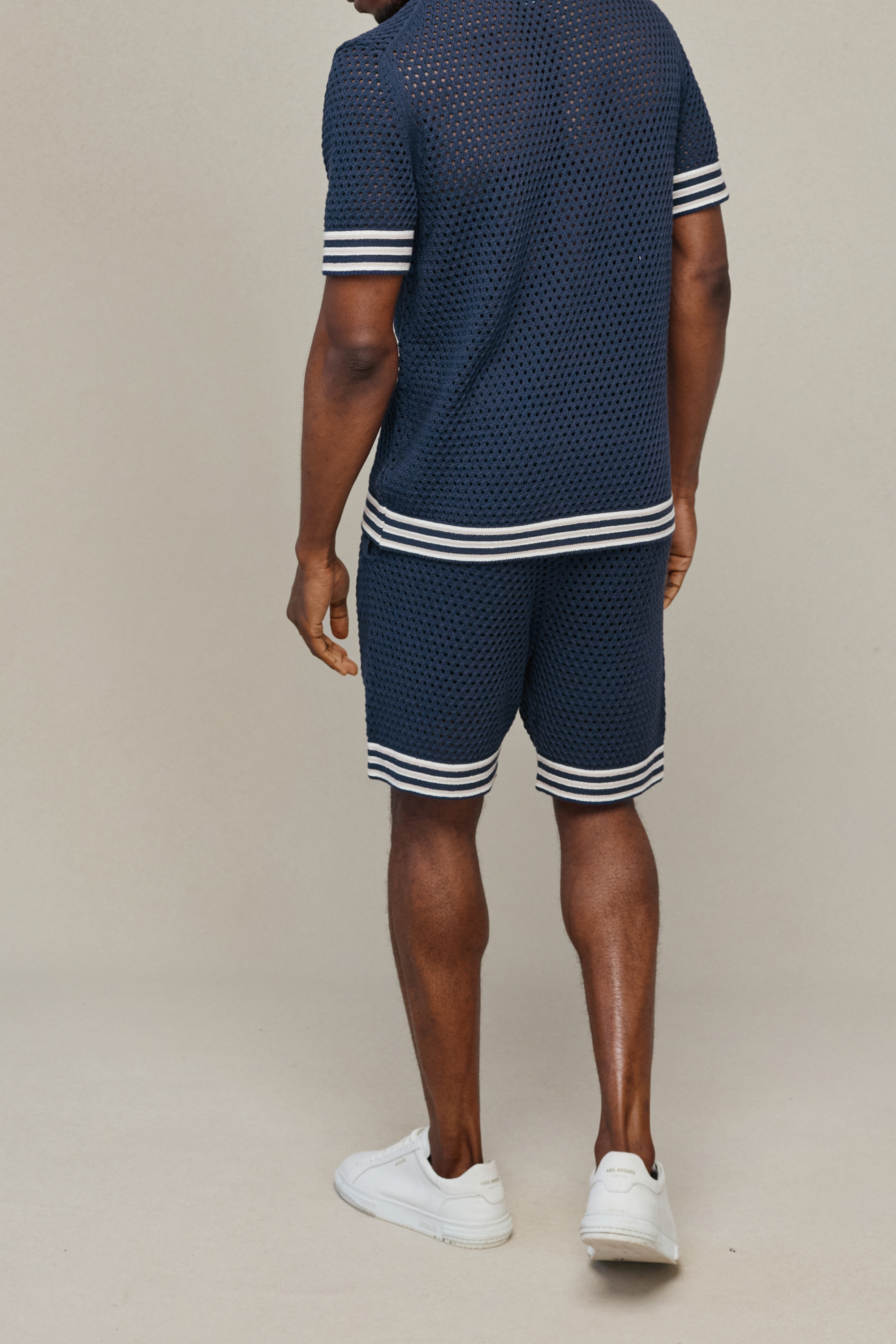 Cipressi Crochet Knit Shirt - Navy