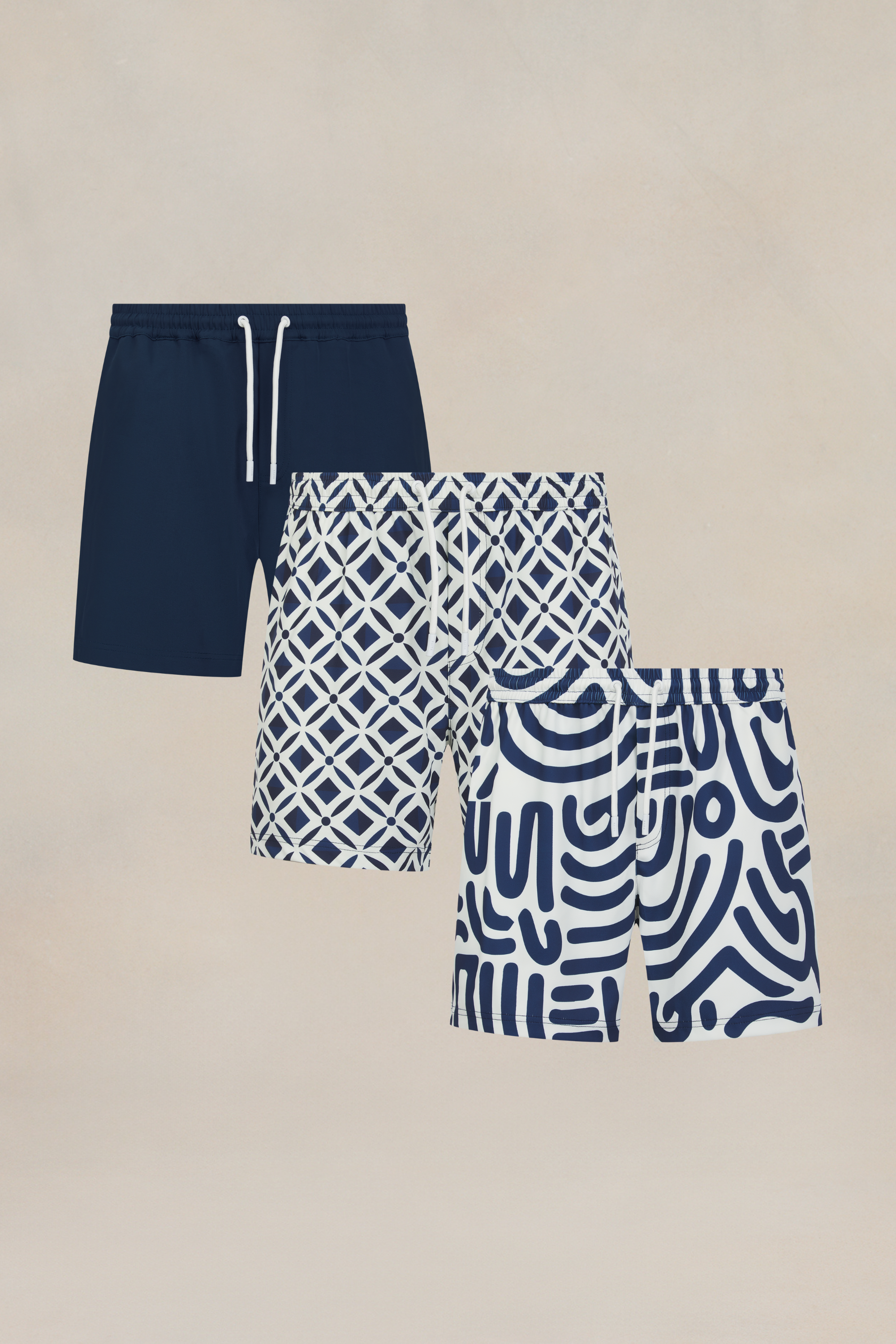 Gemischte Badeshorts im 3er-Pack - Marineblau