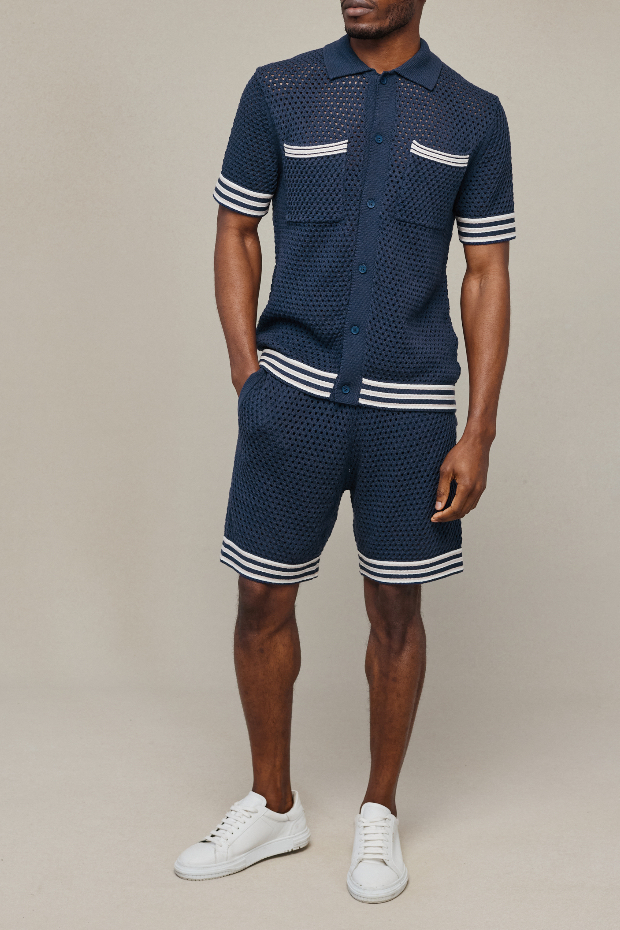 Cipressi Crochet Knit Short - Navy