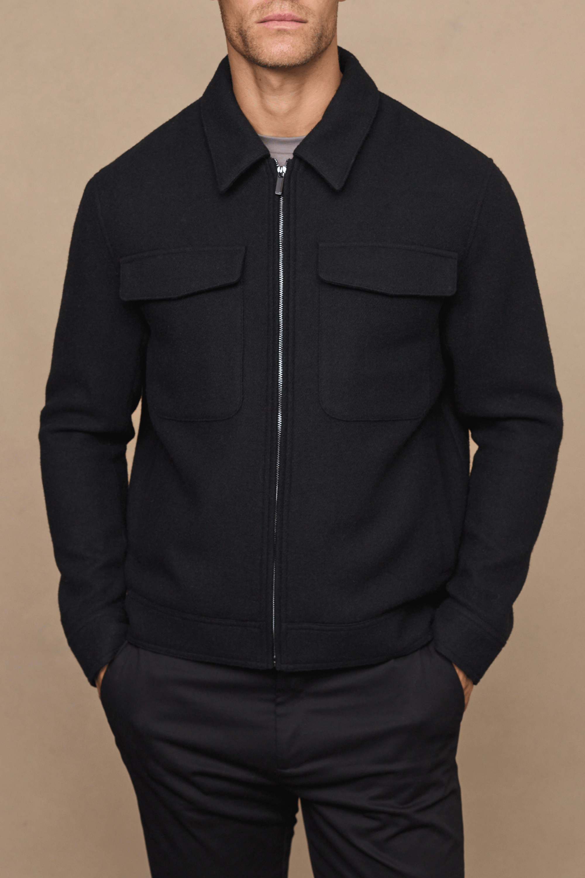 Fabian Zip Through Jacket - Black