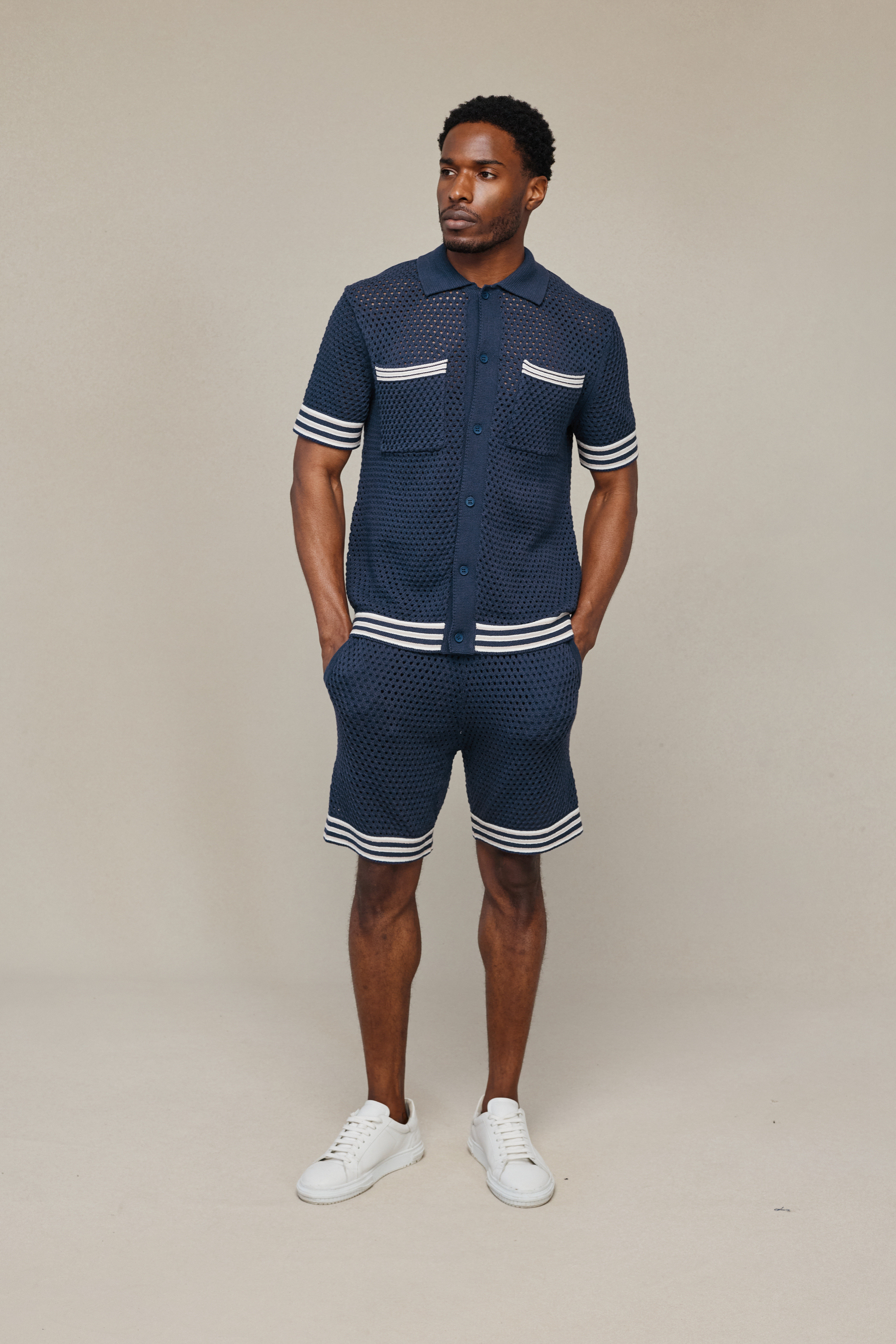 Cipressi Crochet Knit Short - Navy