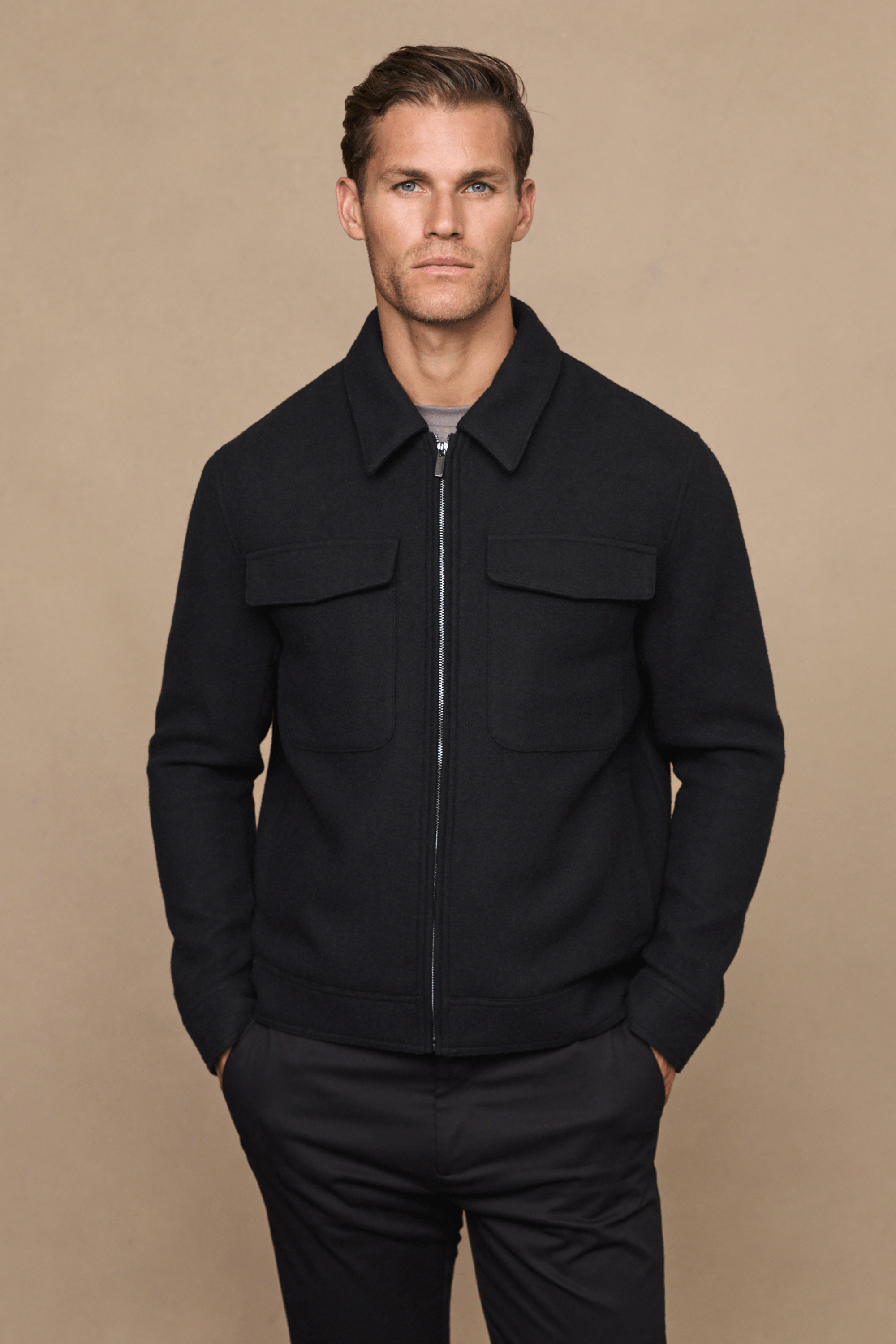 Fabian Zip Through Jacket - Black