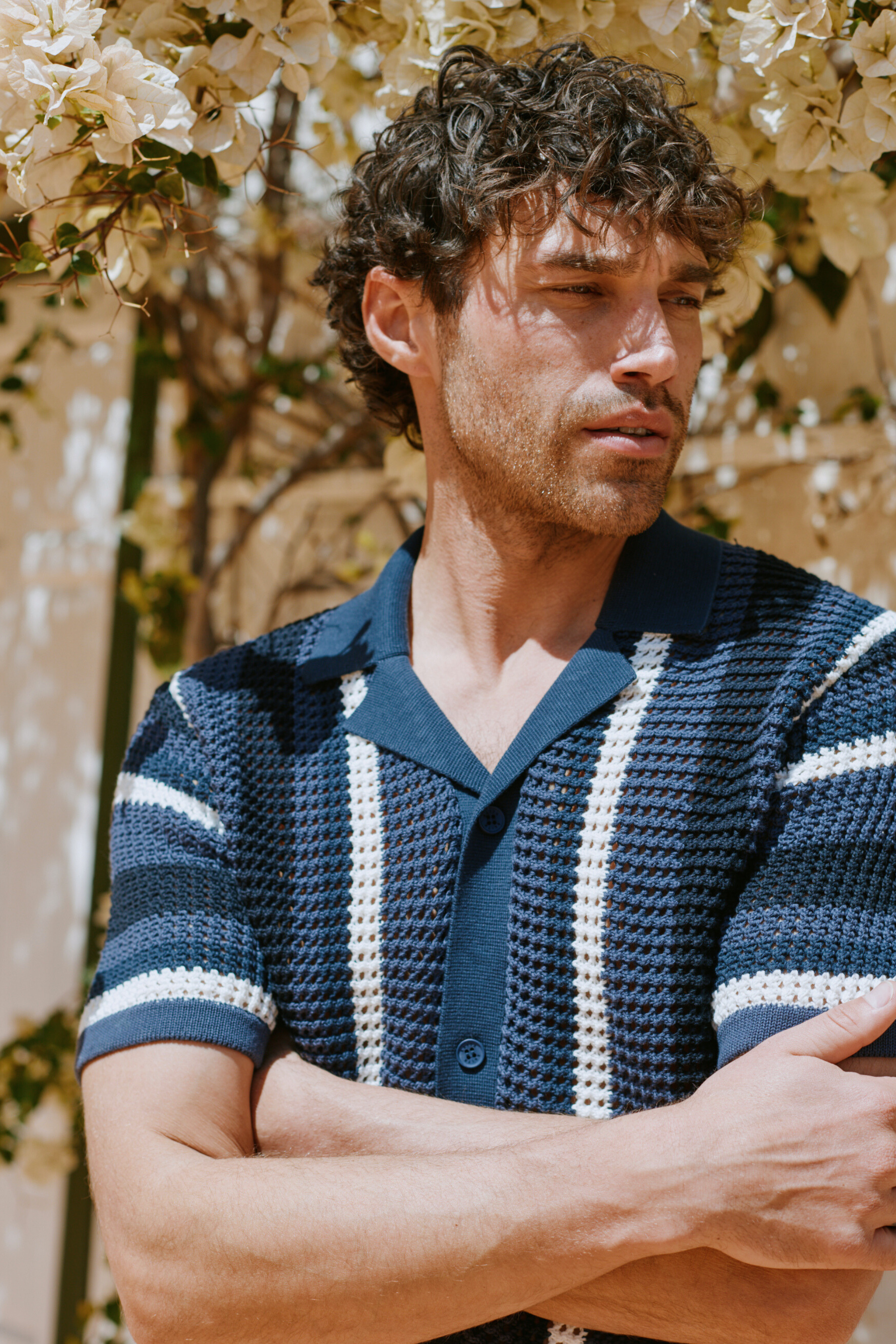 Dell'Amore Crochet Knit Shirt - Navy