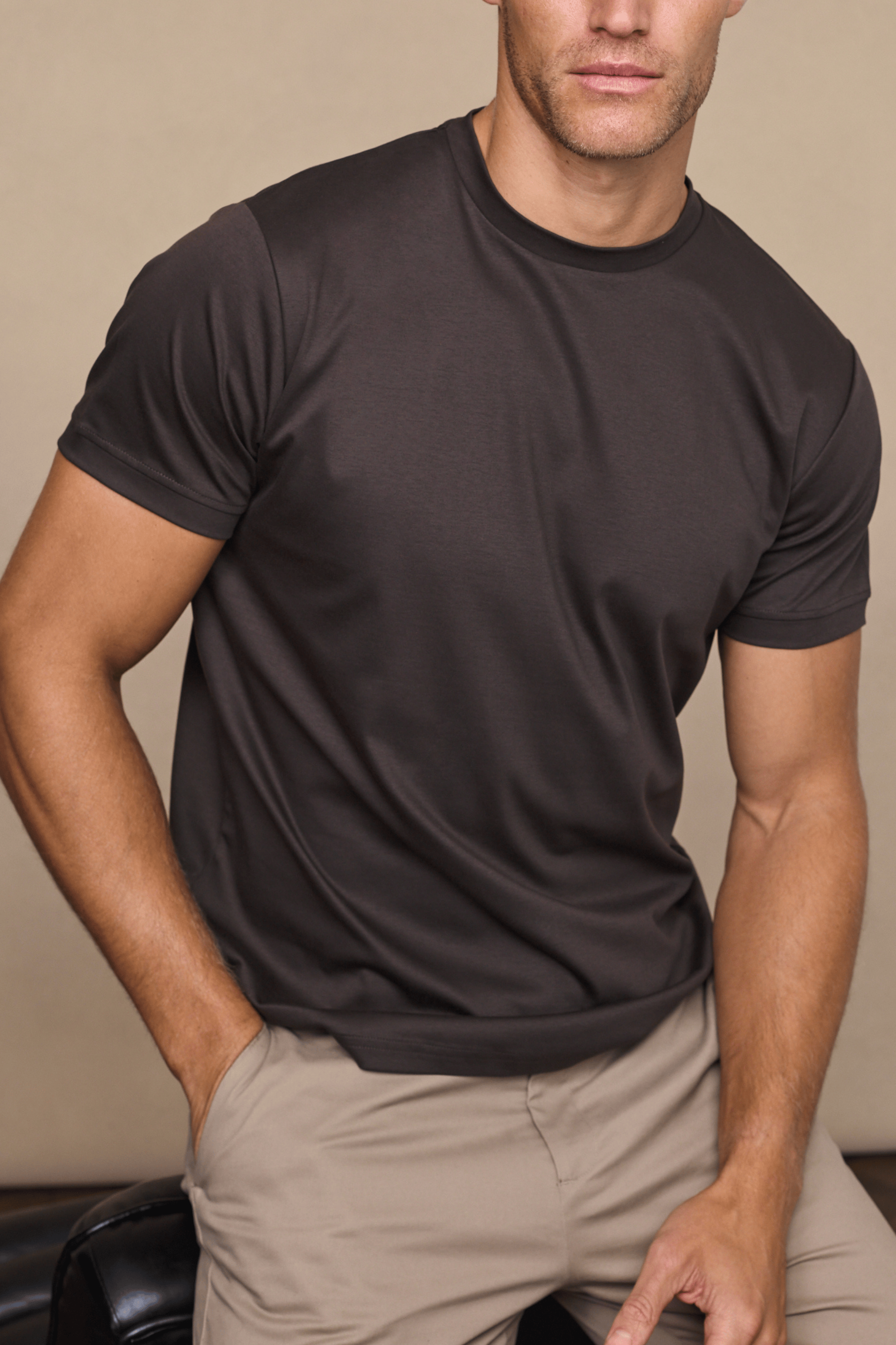 Luxe Mercerised T-Shirt - Brown