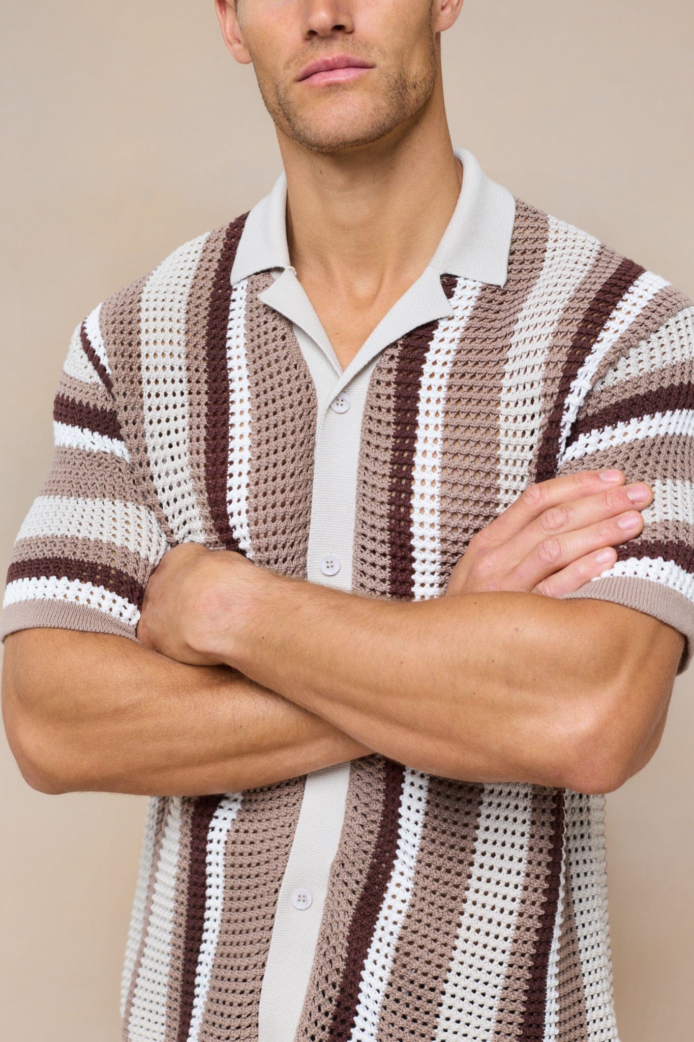 Dell'Amore Häkelstrickhemd - Braun