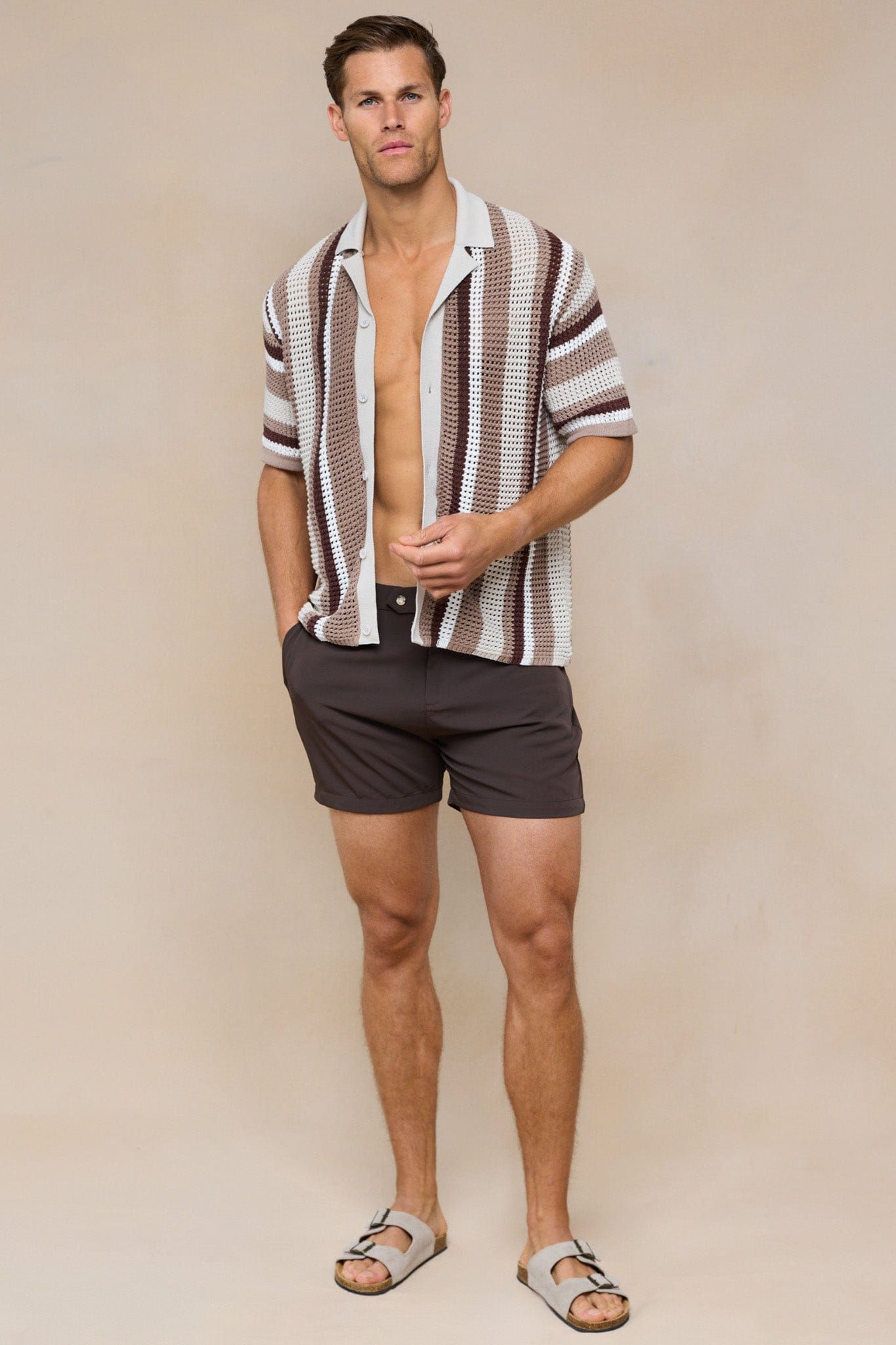 Dell'Amore Häkelstrickhemd - Braun