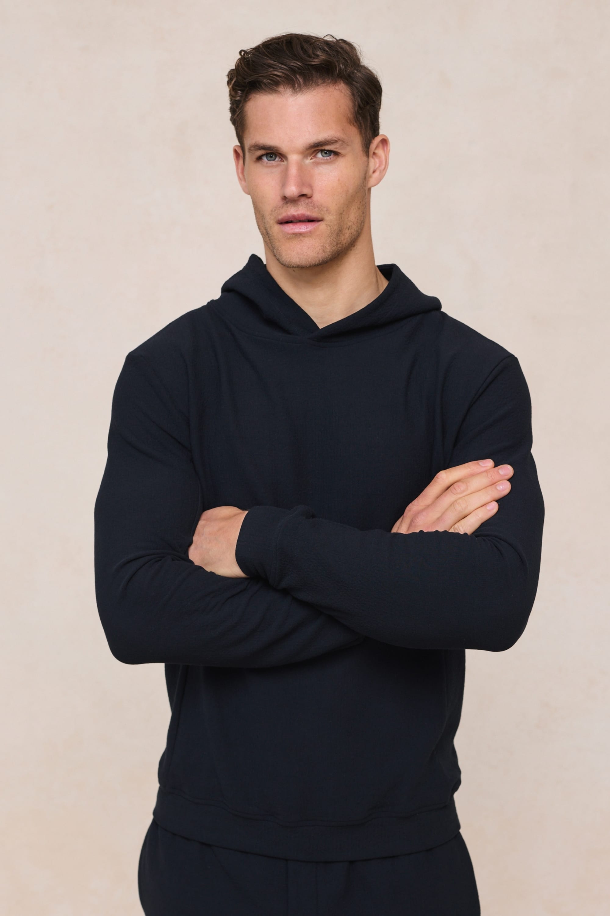 Zarco Crinkled Jersey Hoodie - Navy