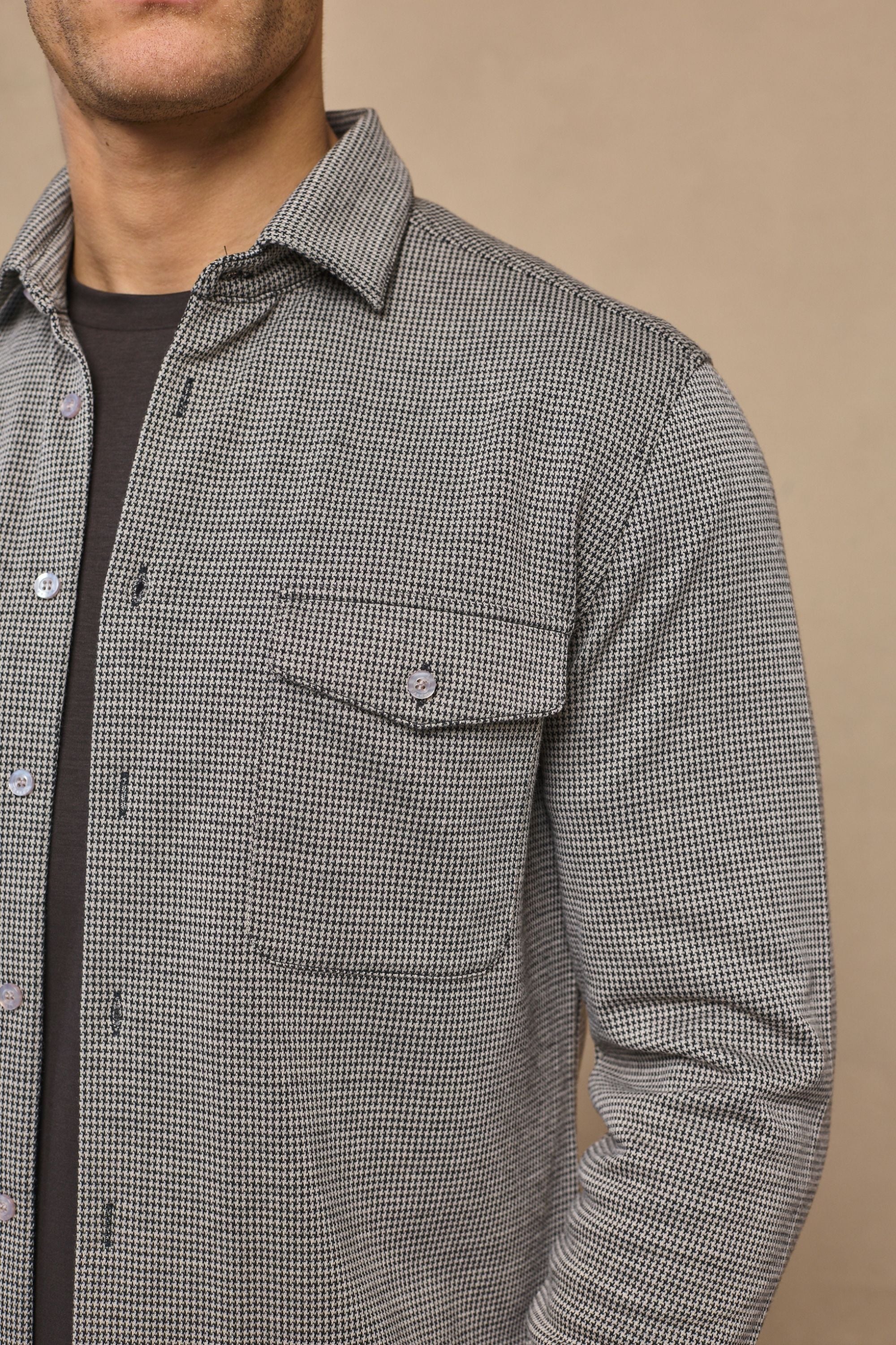 Joseph Dogtooth Overshirt - Black/Brown