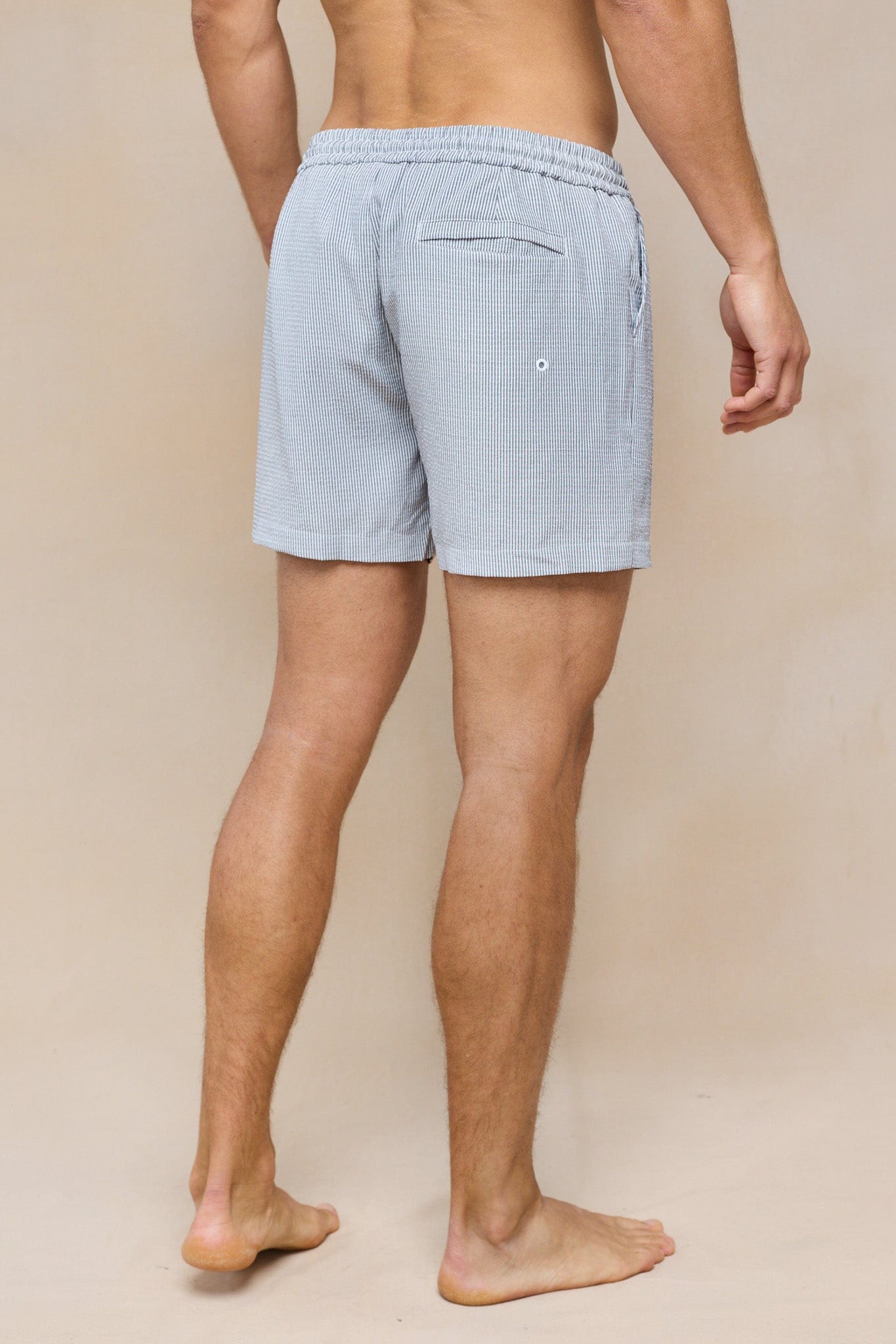 Vittorio Seersucker Badeshorts - Schwarz/Weiß