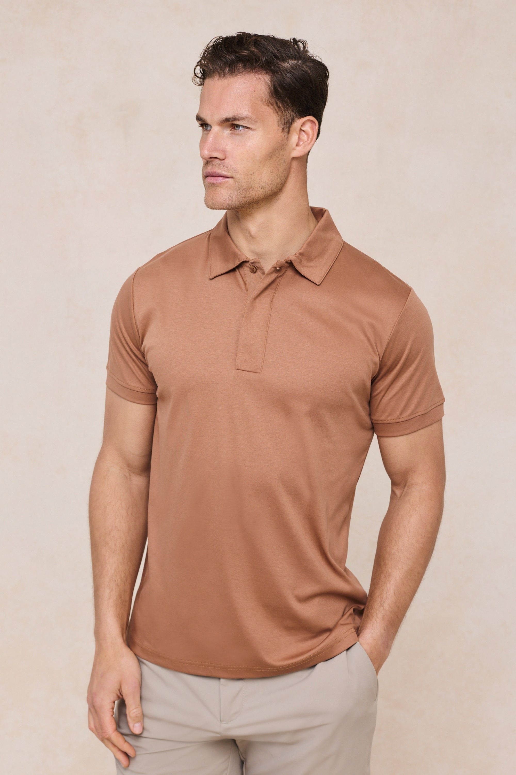 Santi Mercerised Polo Shirt - Rust Orange