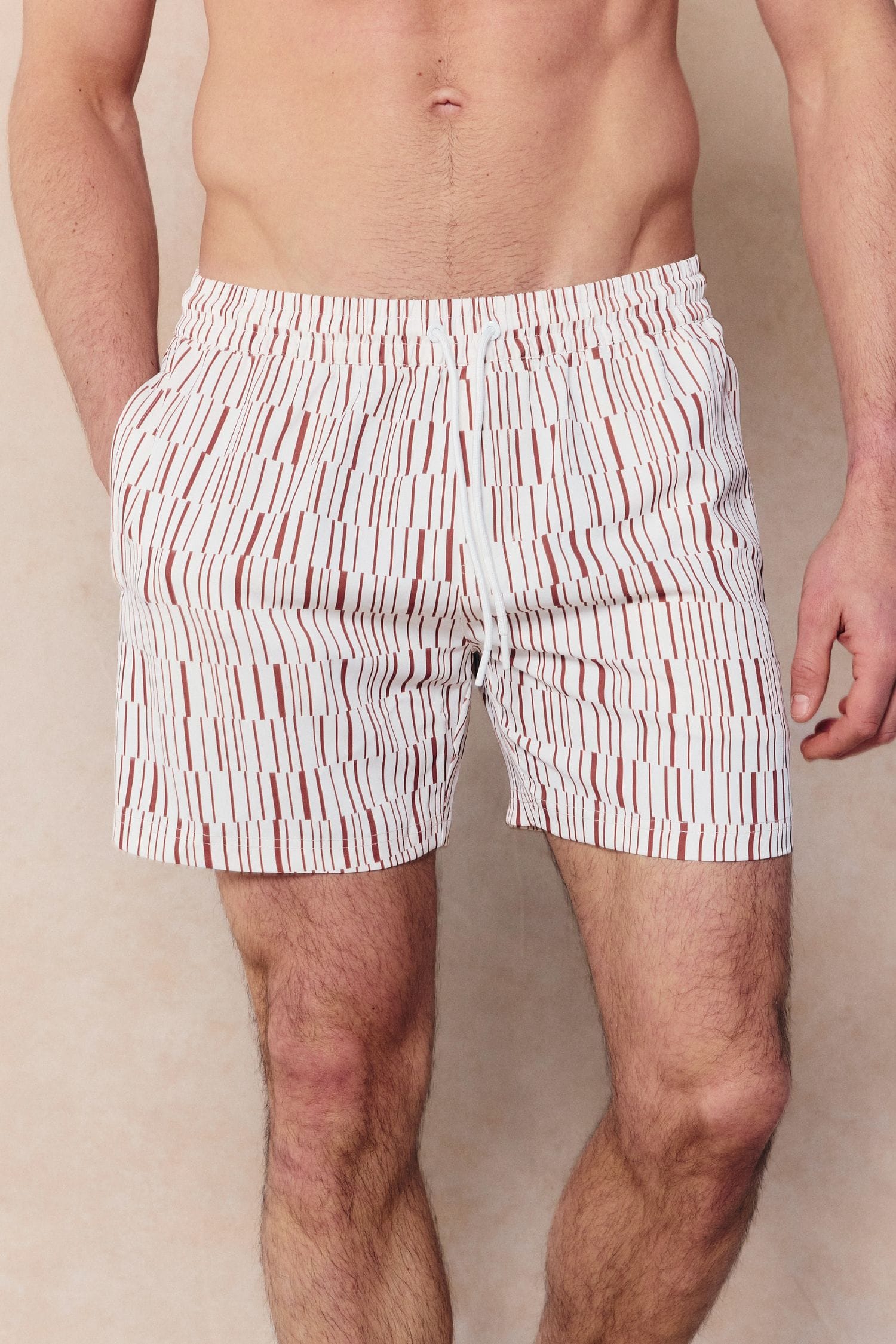 Chalco Elasticated Waist Swim Short - Ecru/Rust