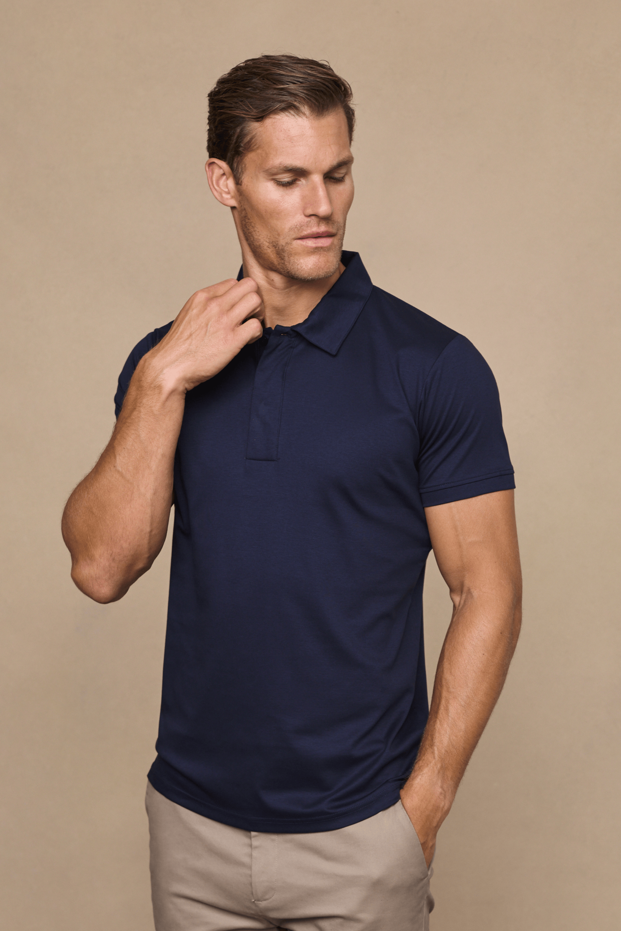 Santi Mercerised Polo Shirt -Navy