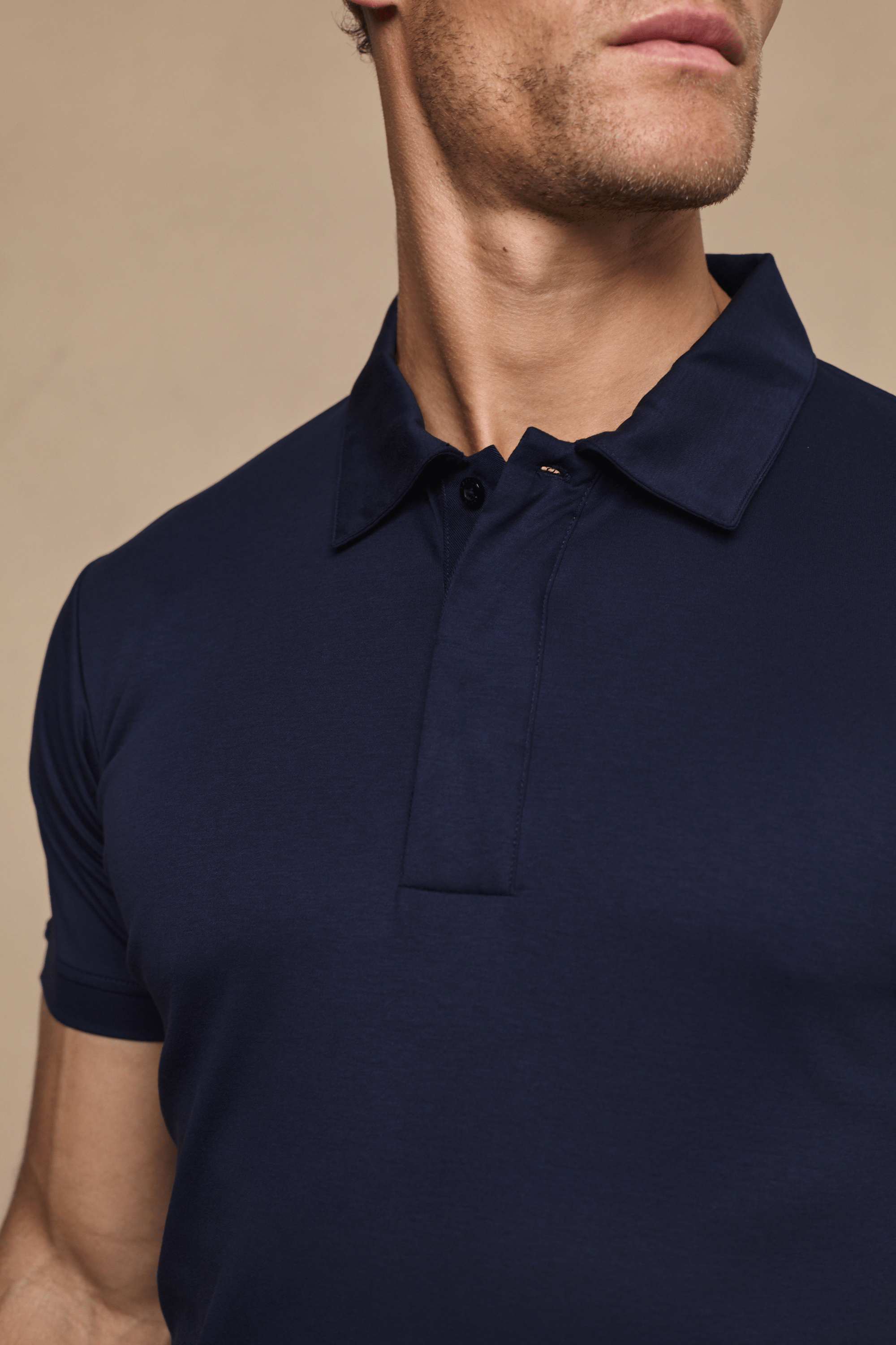 Santi Mercerisiertes Poloshirt – Marineblau