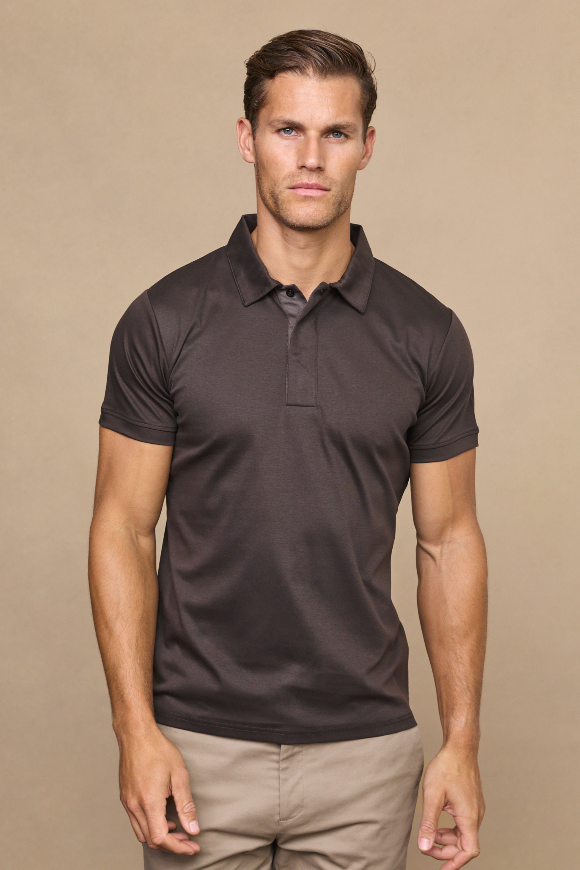 Santi Mercerised Polo Shirt - Brown