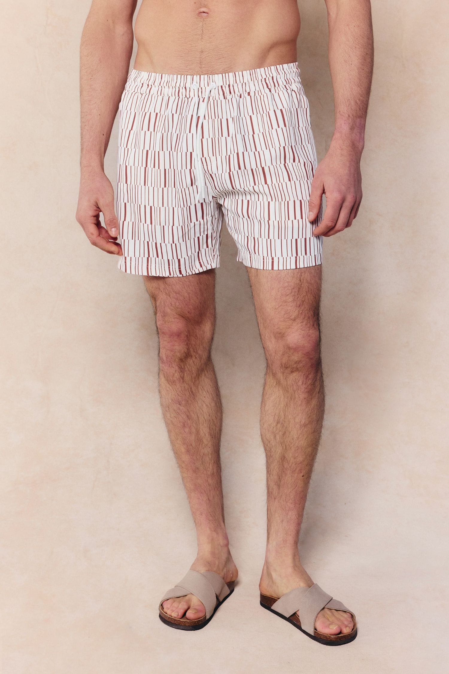 Chalco Elasticated Waist Swim Short - Ecru/Rust