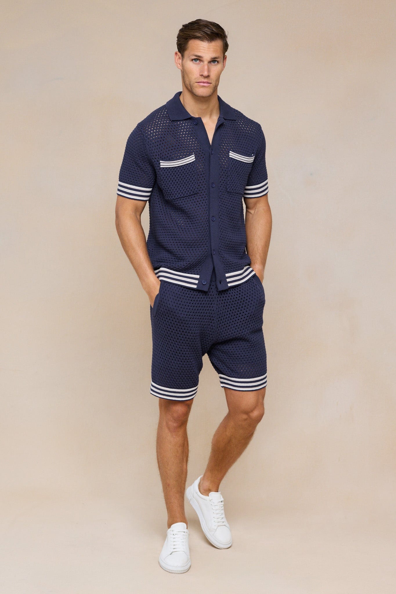 Cipressi Häkelstrickshorts - Marineblau