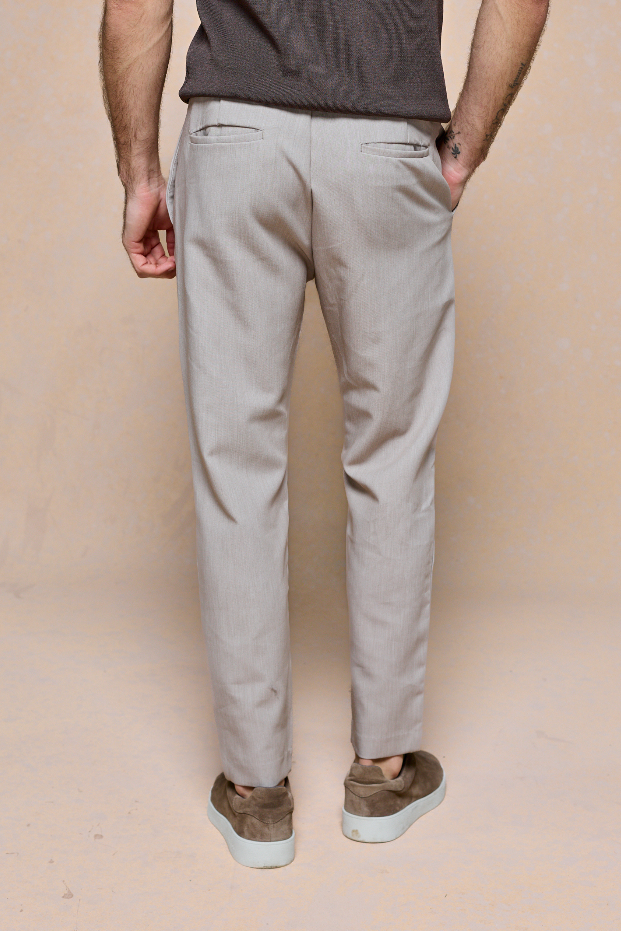 Mateo Tapered Trouser - Oatmeal Marl