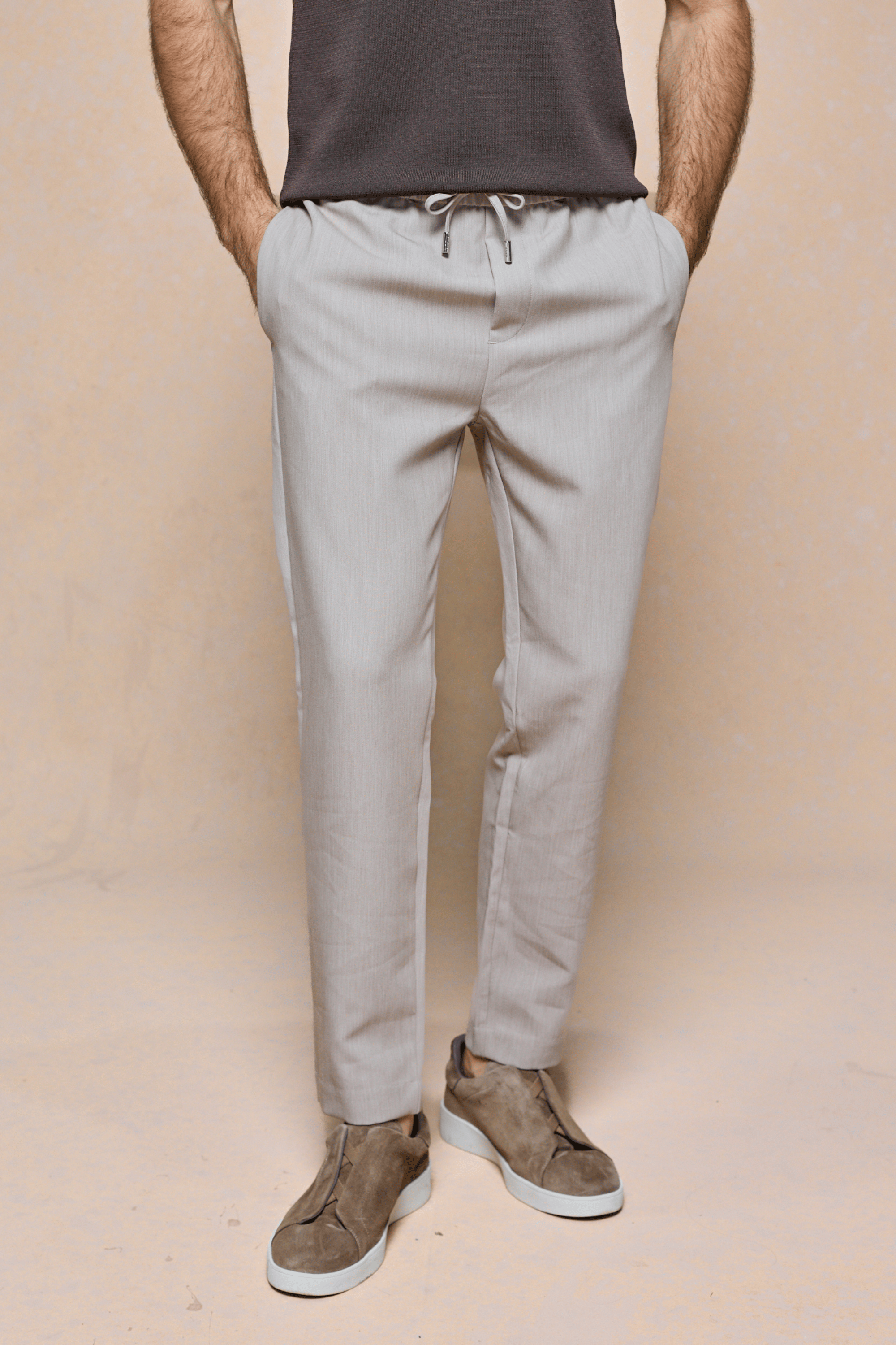 Mateo Tapered Trouser - Oatmeal Marl