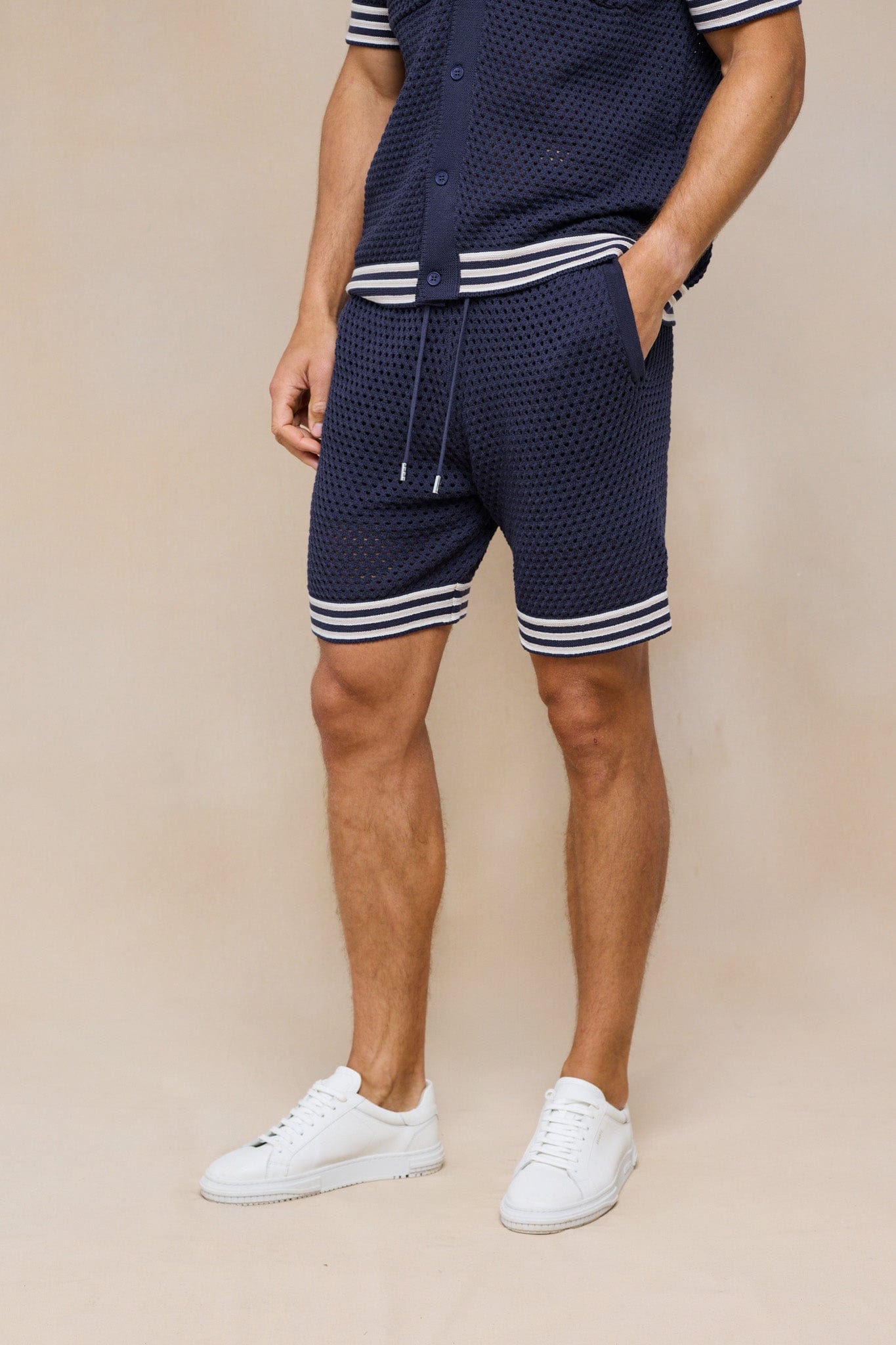 Cipressi Häkelstrickshorts - Marineblau