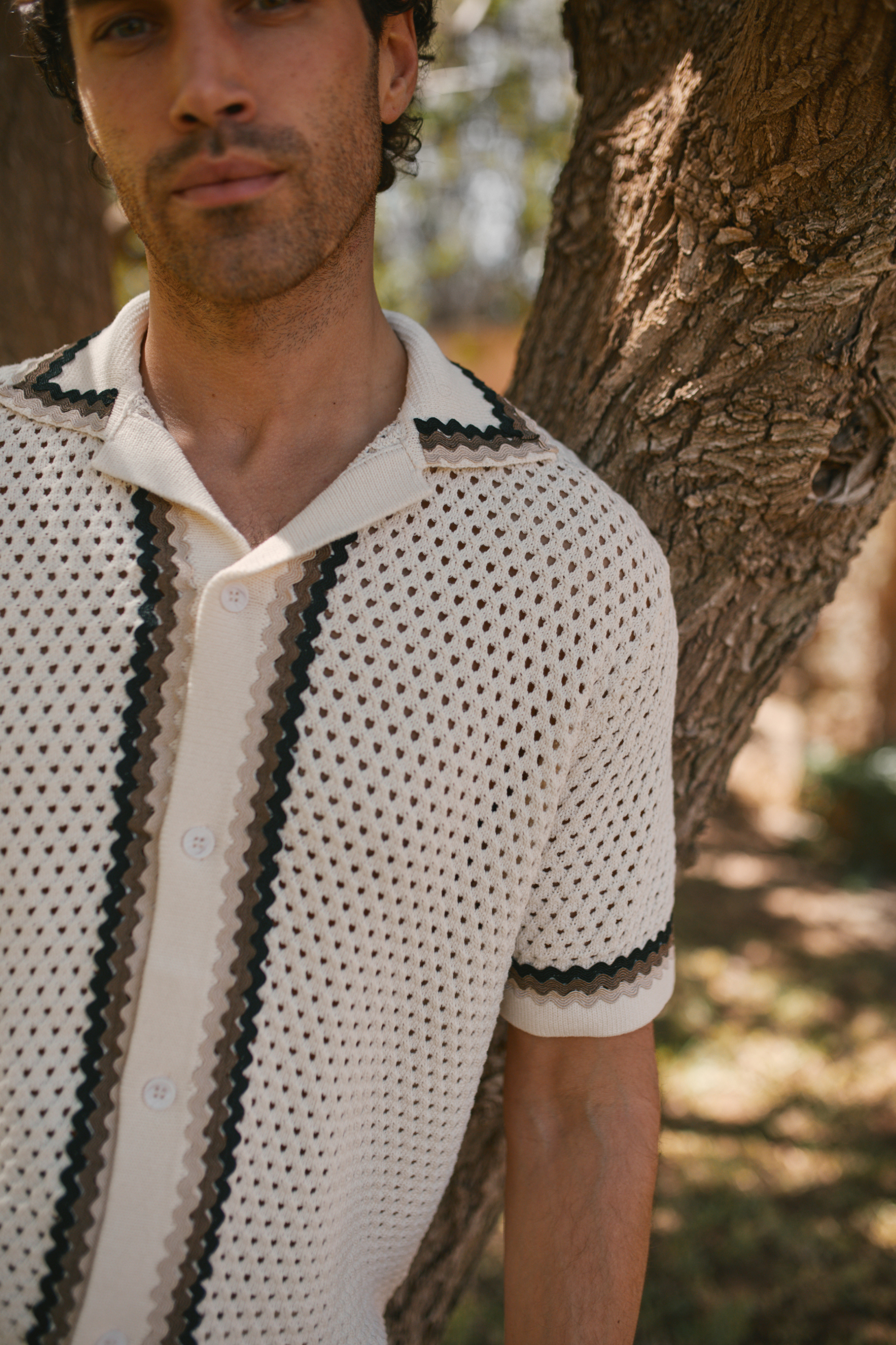 Marconi Crochet Knit Shirt - Ecru