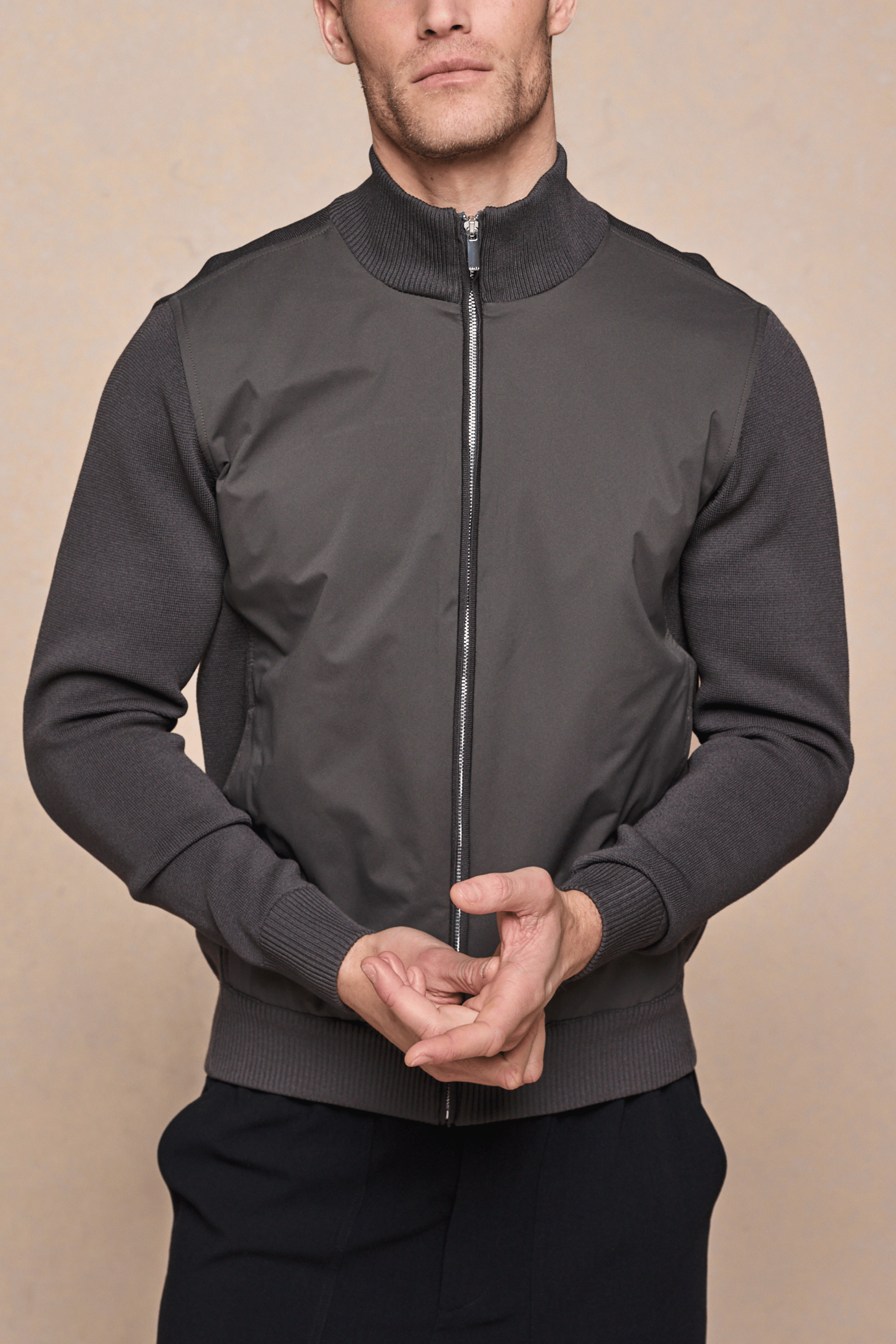 Paco Hybrid Knitted Jacket - Dark Olive