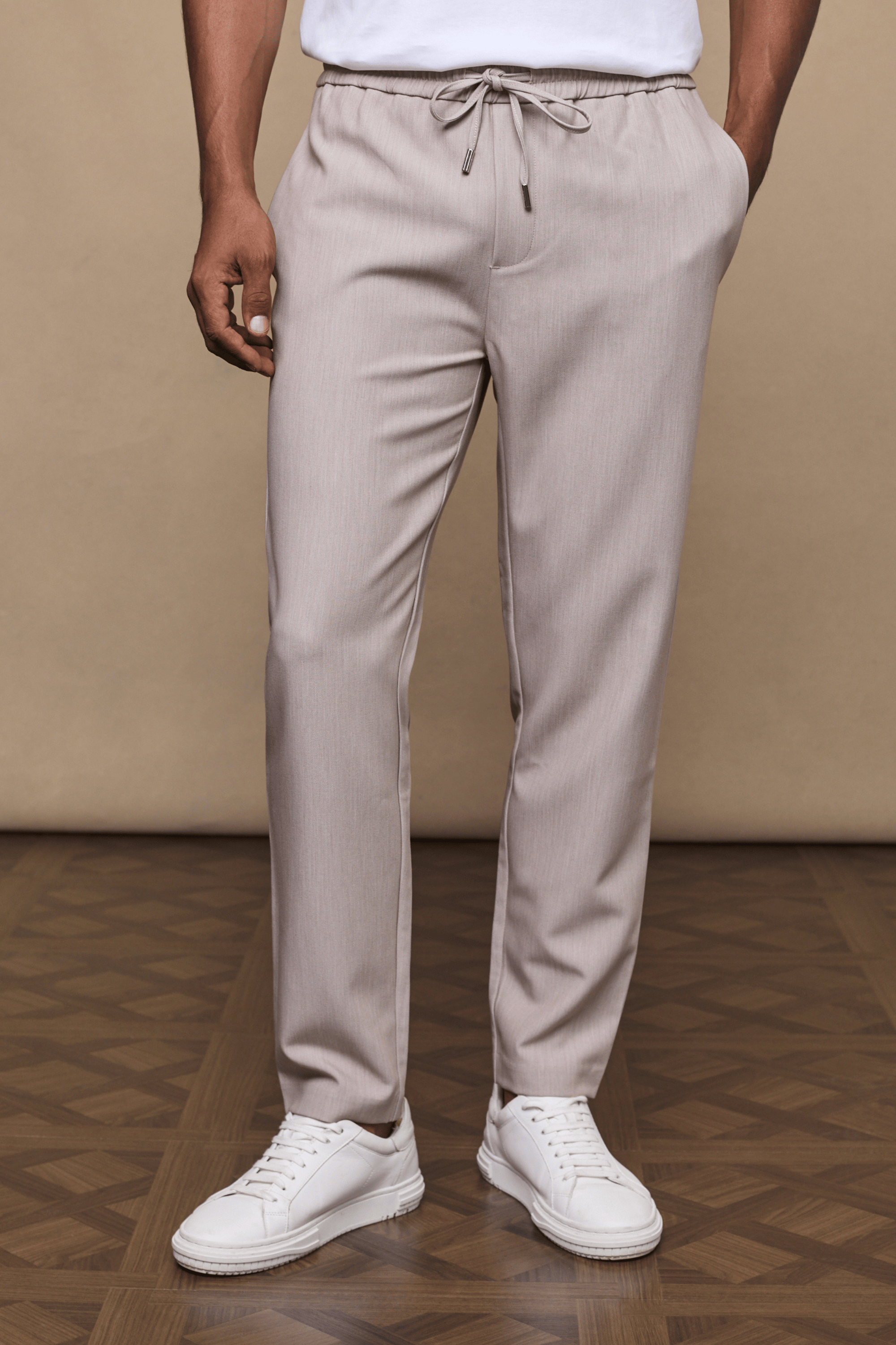 Emilio Everyday Tapered Trouser - Oatmeal Marl