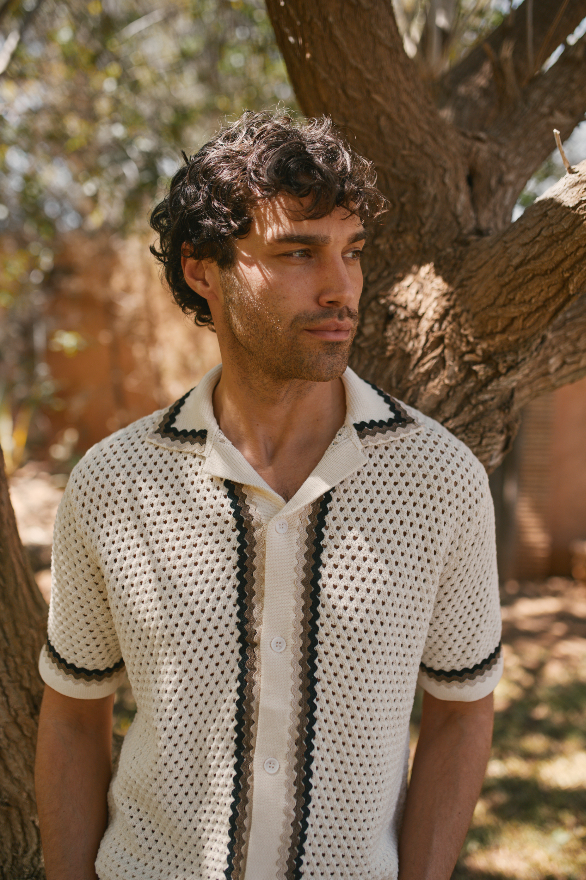 Marconi Crochet Knit Shirt - Ecru