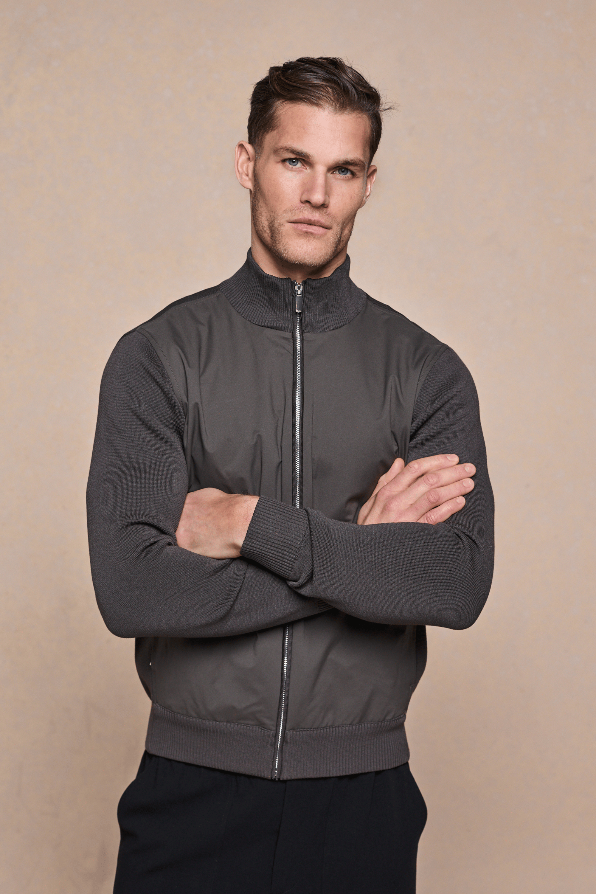 Paco Hybrid Knitted Jacket - Dark Olive