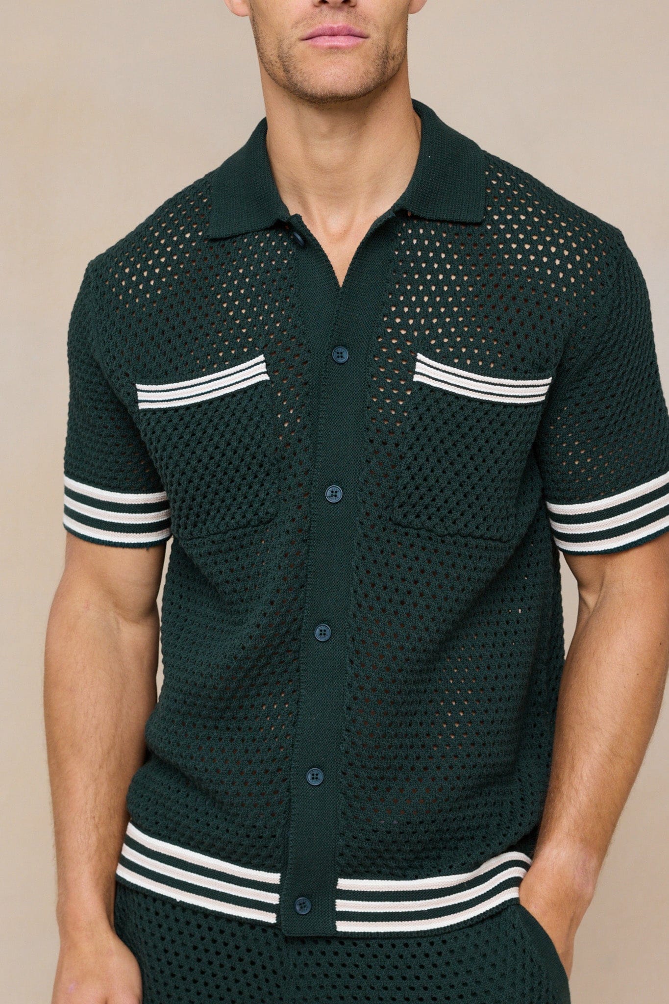 Cipressi Häkelstrickhemd - Grün