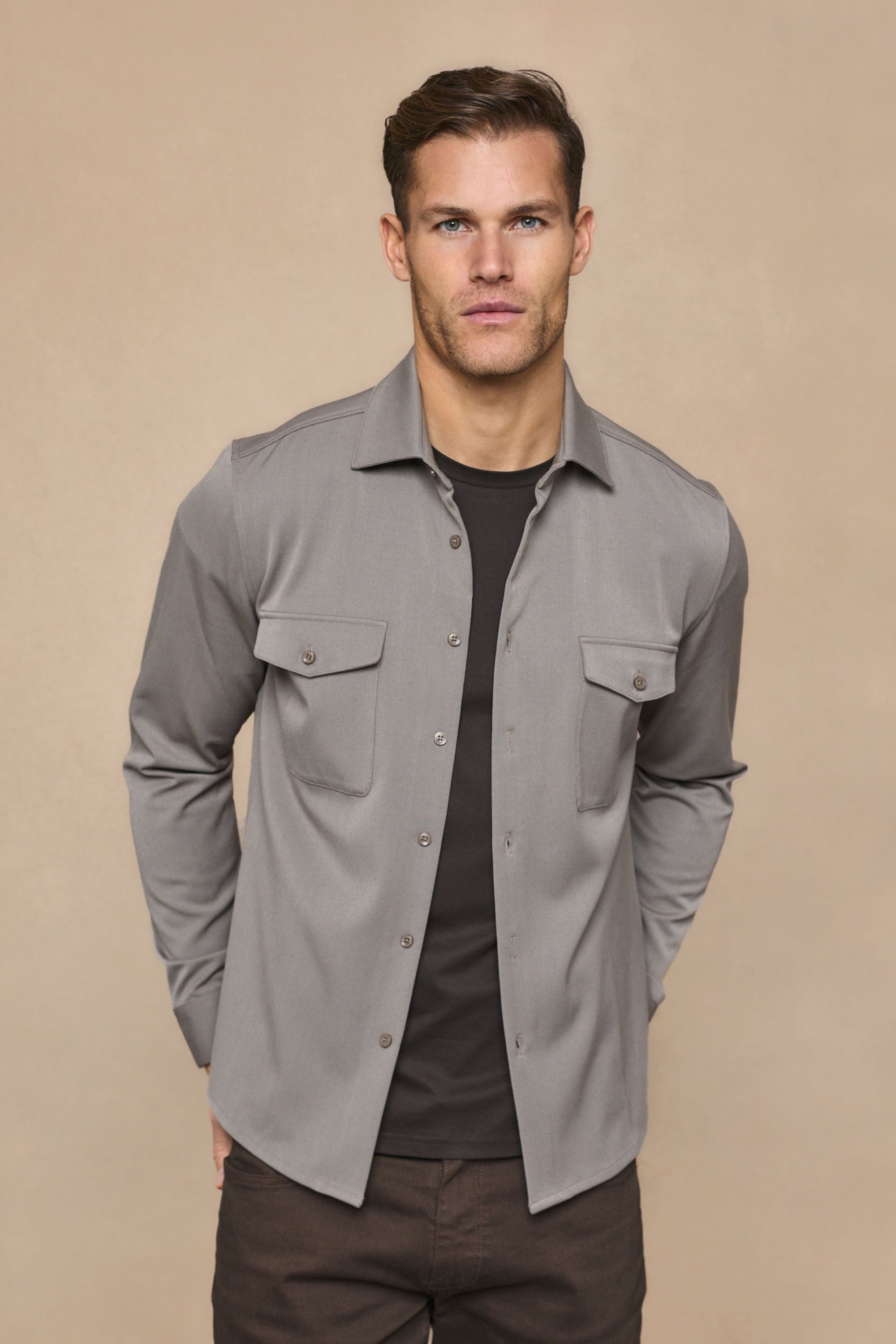 Leo Overshirt - Warm Grey