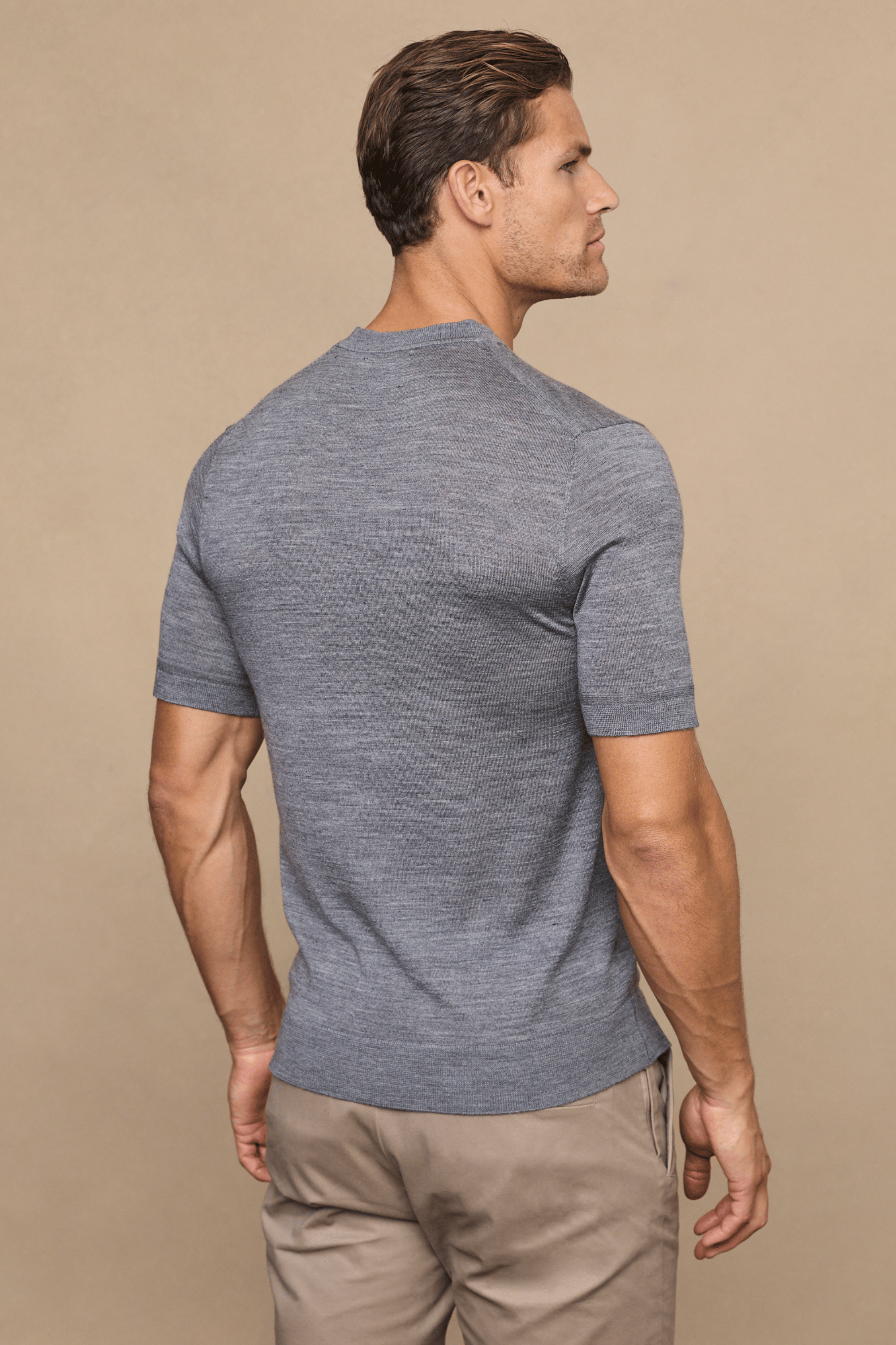 Cedric Fine Knit T-Shirt - Grey Marl