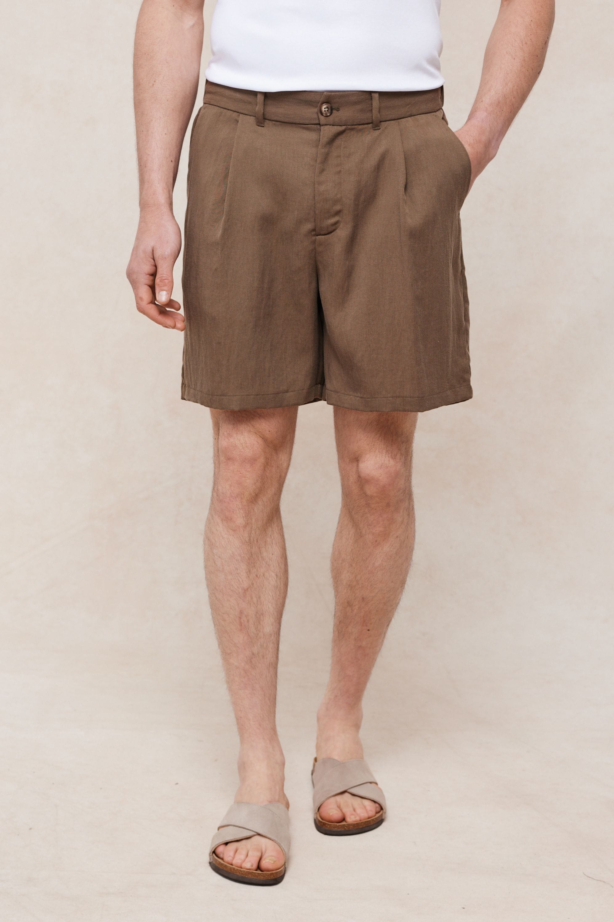 Caio Fluid Twill Short - Brown
