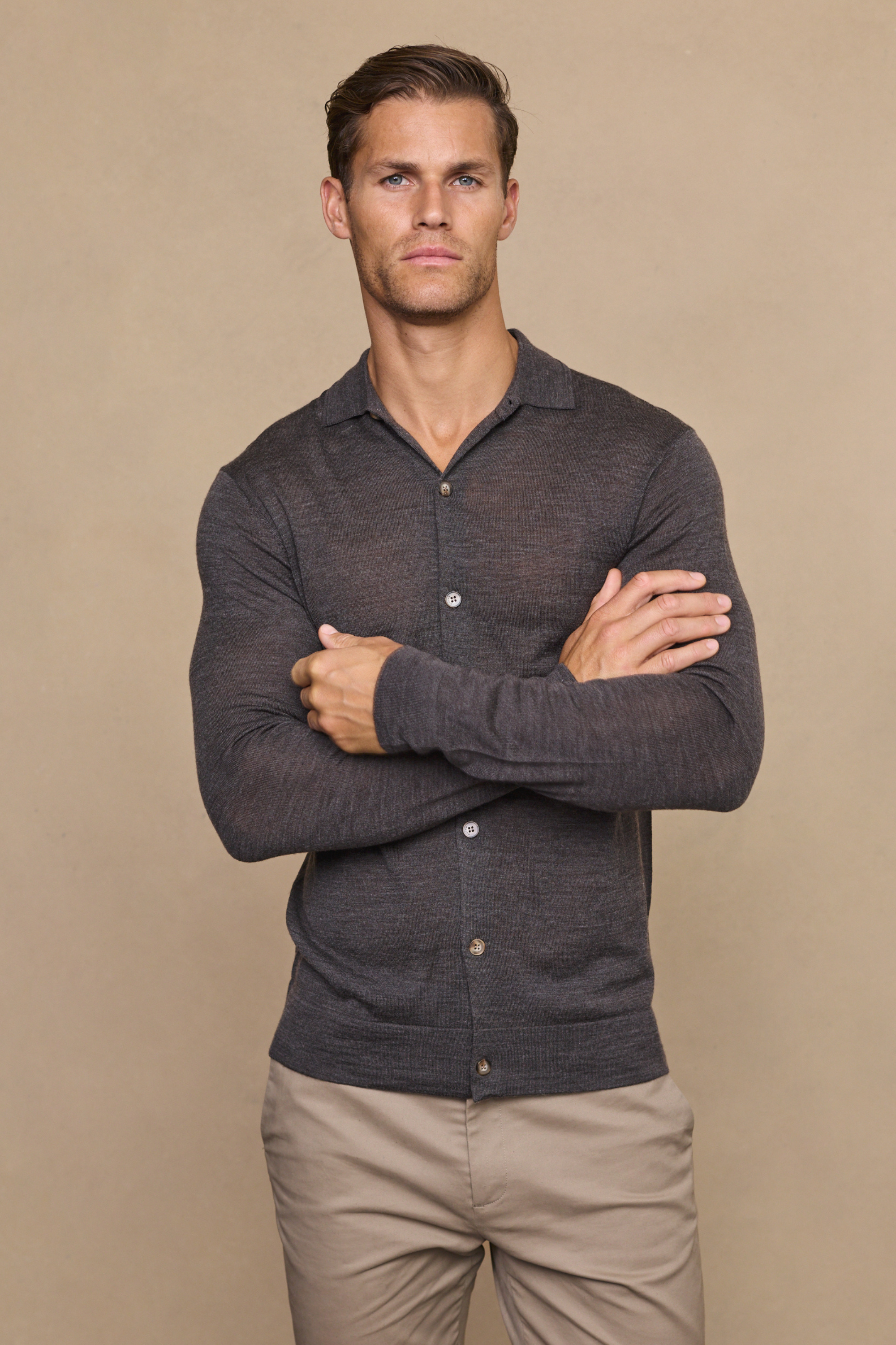 Edgar Fine Knit Shirt - Charcoal Marl