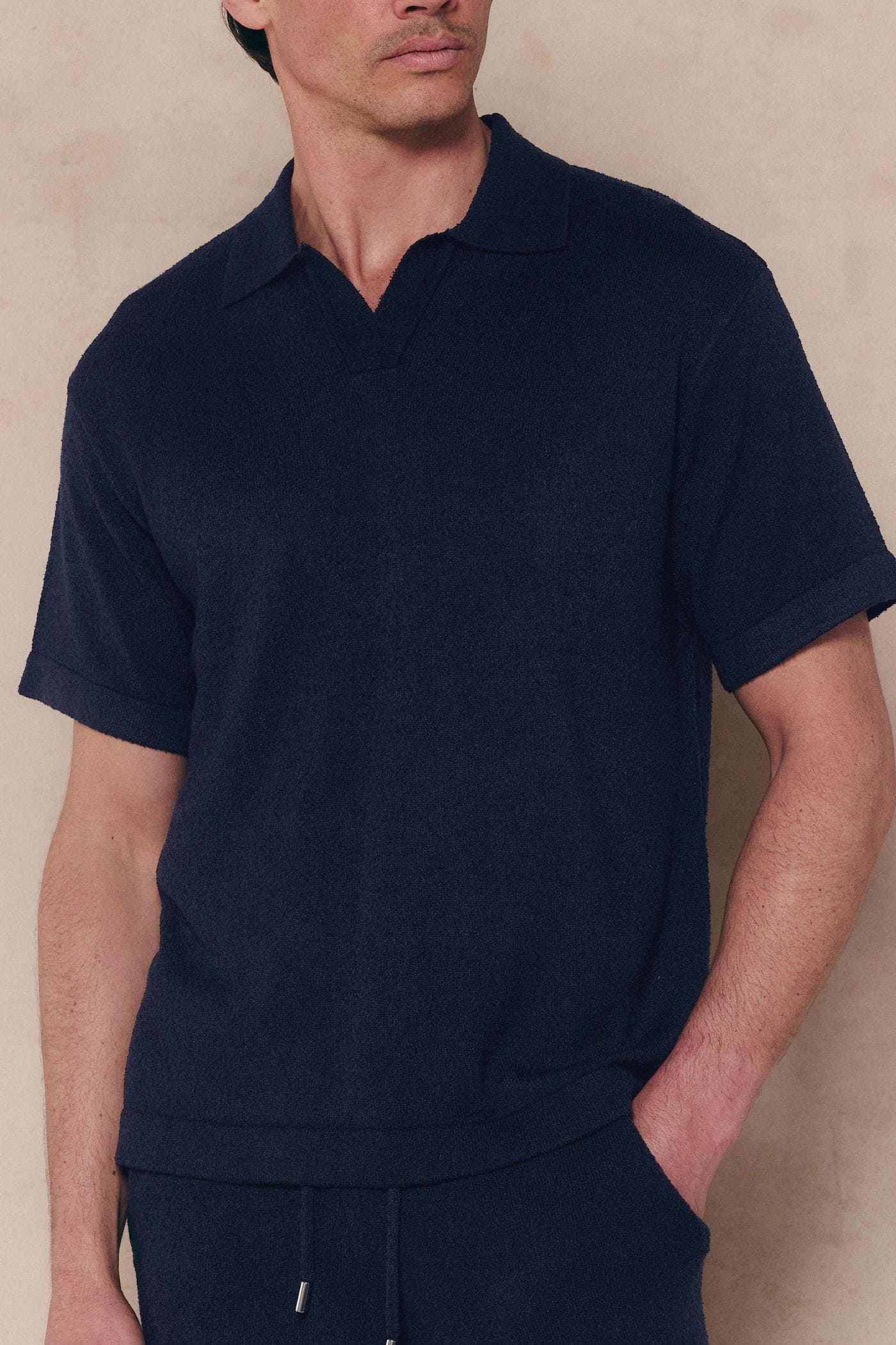 Miguel Boucle Polo Shirt - Navy