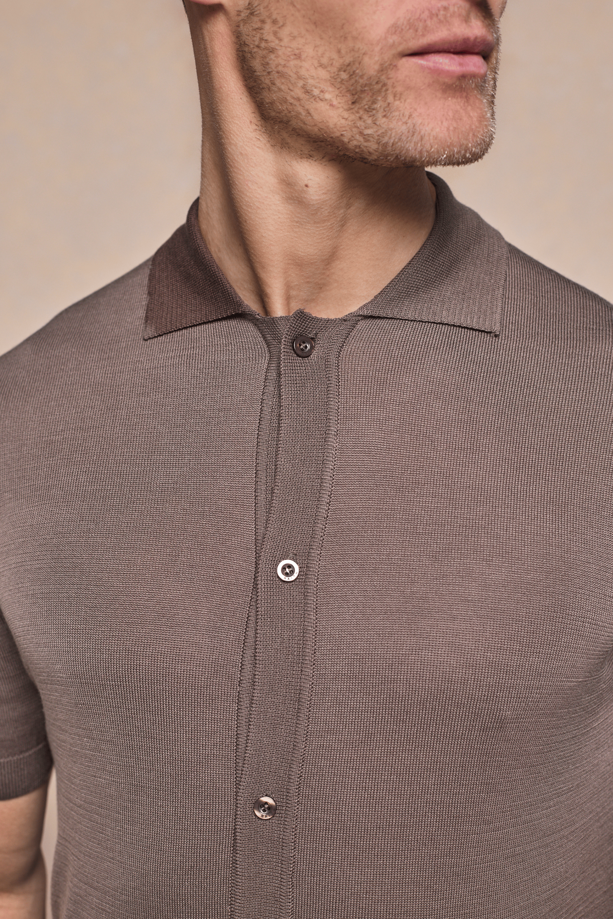 Pedro Button Through Short Sleeve Knitted Shirt - Brown