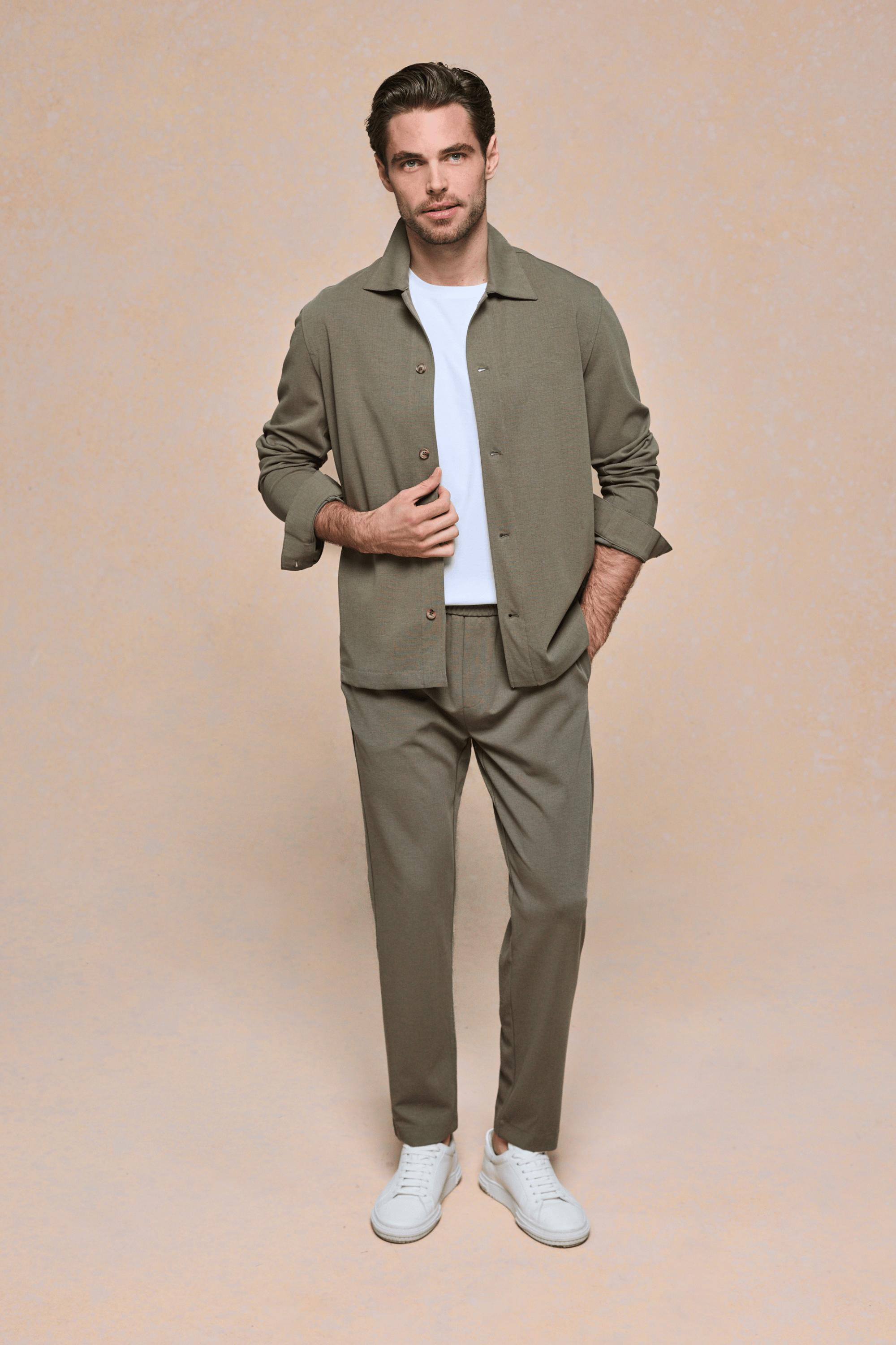 Geneva Textured Overshirt - Khaki