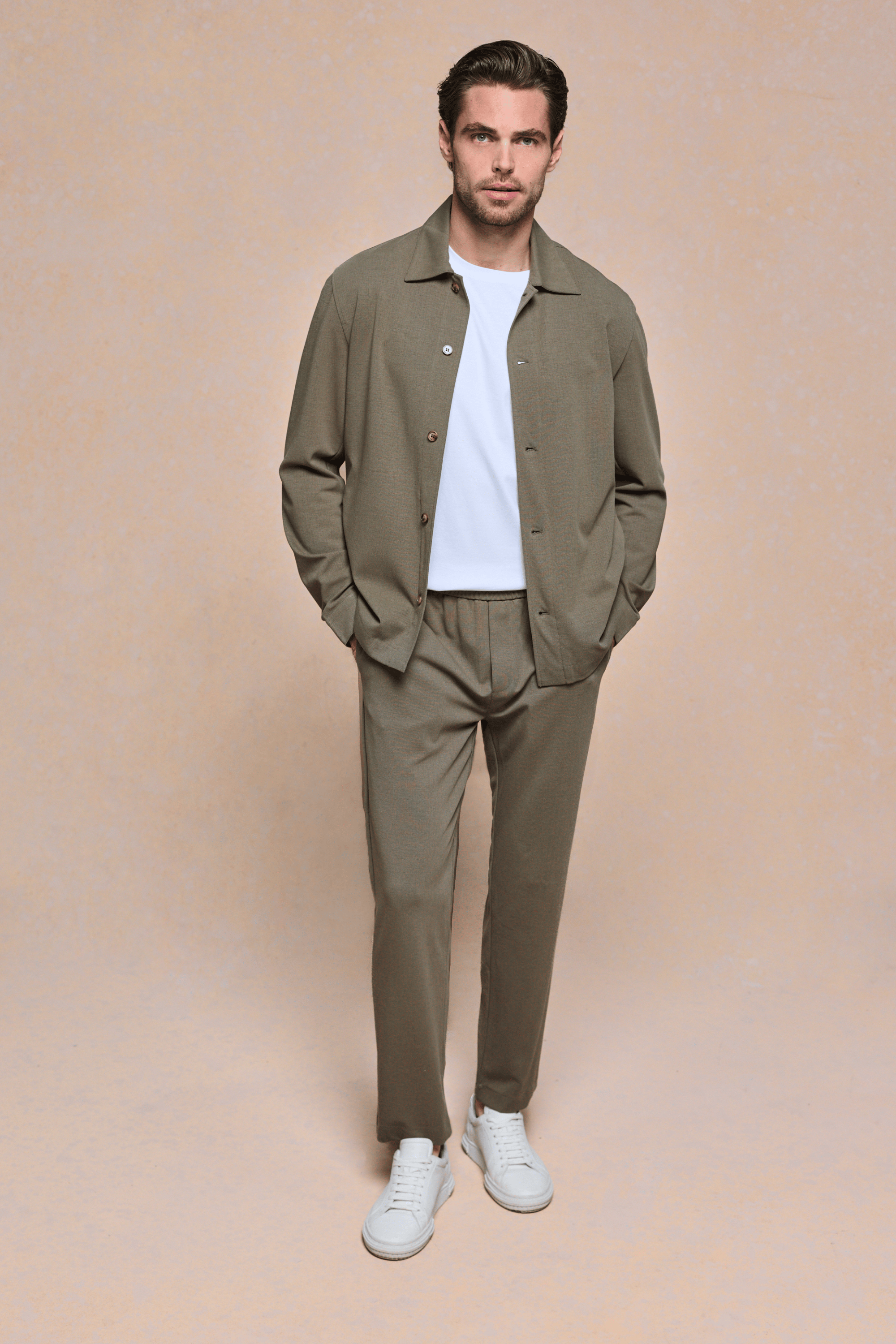 Geneva Textured Tapered Trouser - Khaki