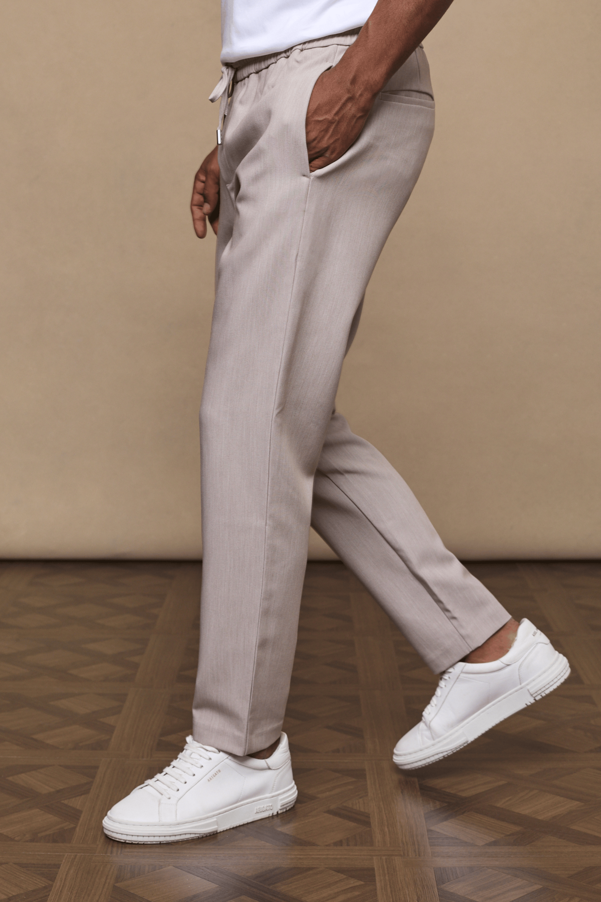Emilio Everyday Tapered Trouser - Oatmeal Marl