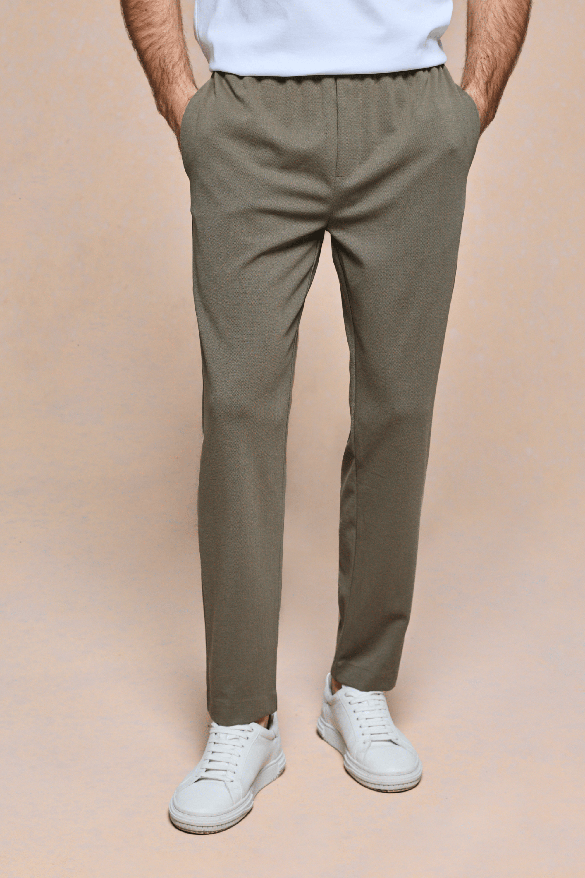 Geneva Textured Tapered Trouser - Khaki