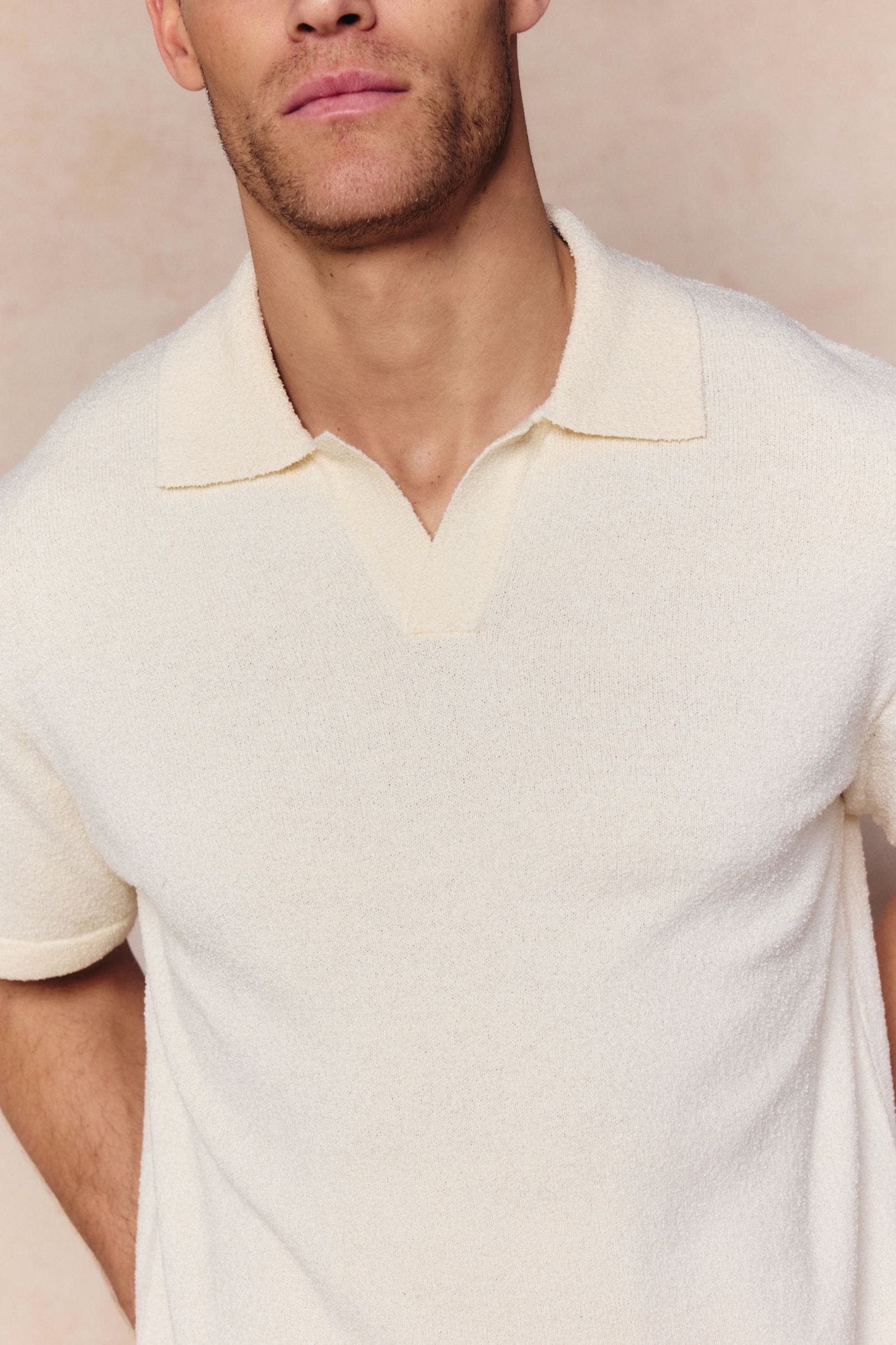 Miguel Boucle Polo Shirt - Ecru