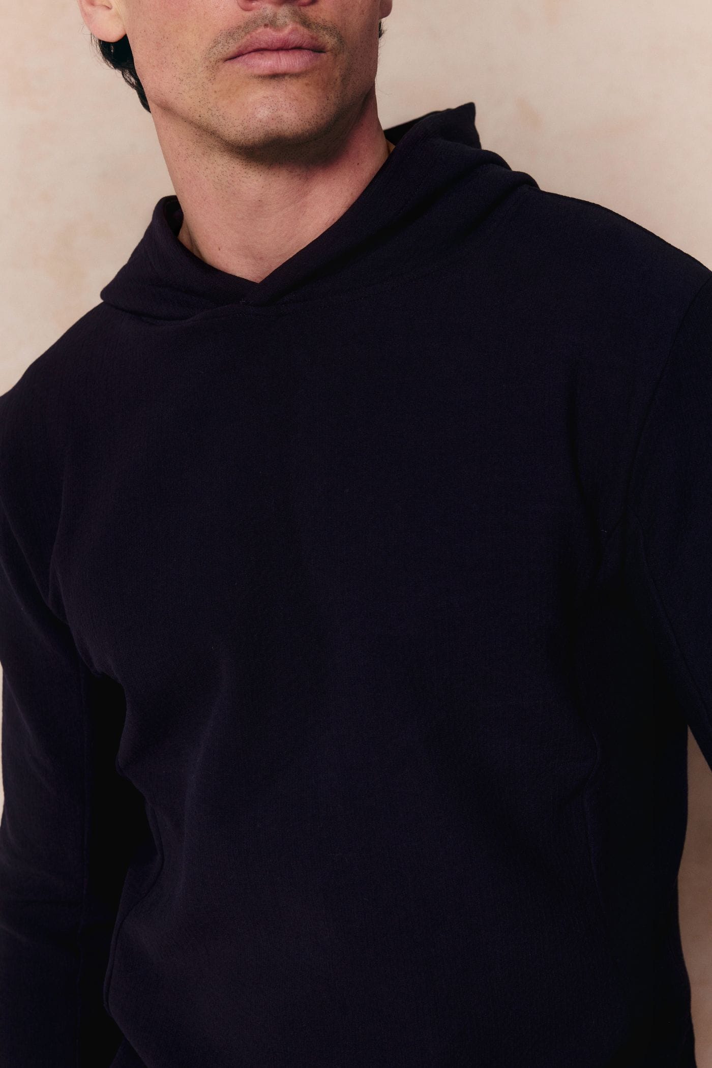 Zarco Crinkled Jersey Hoodie - Navy