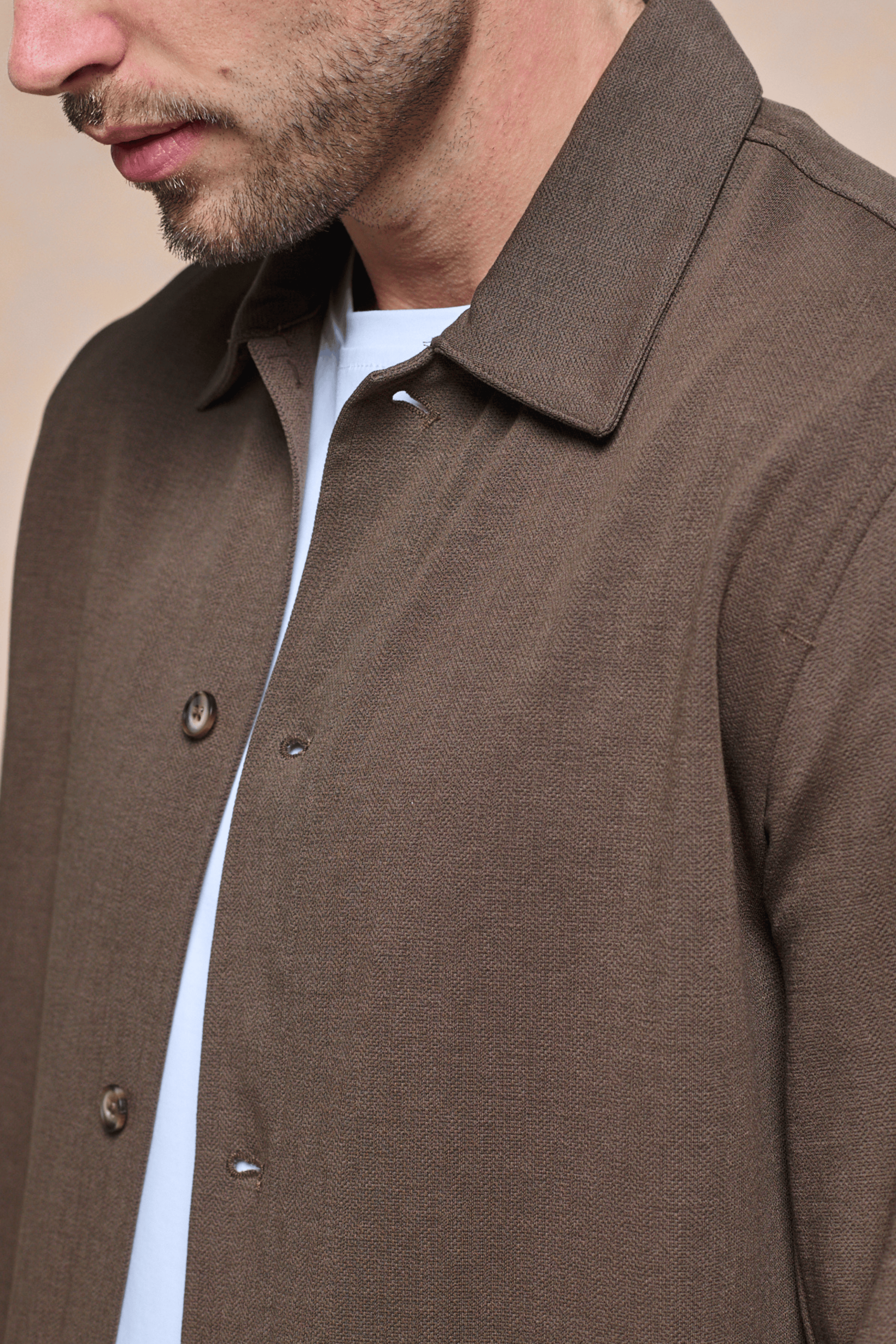Geneva Textured Overshirt - Brown