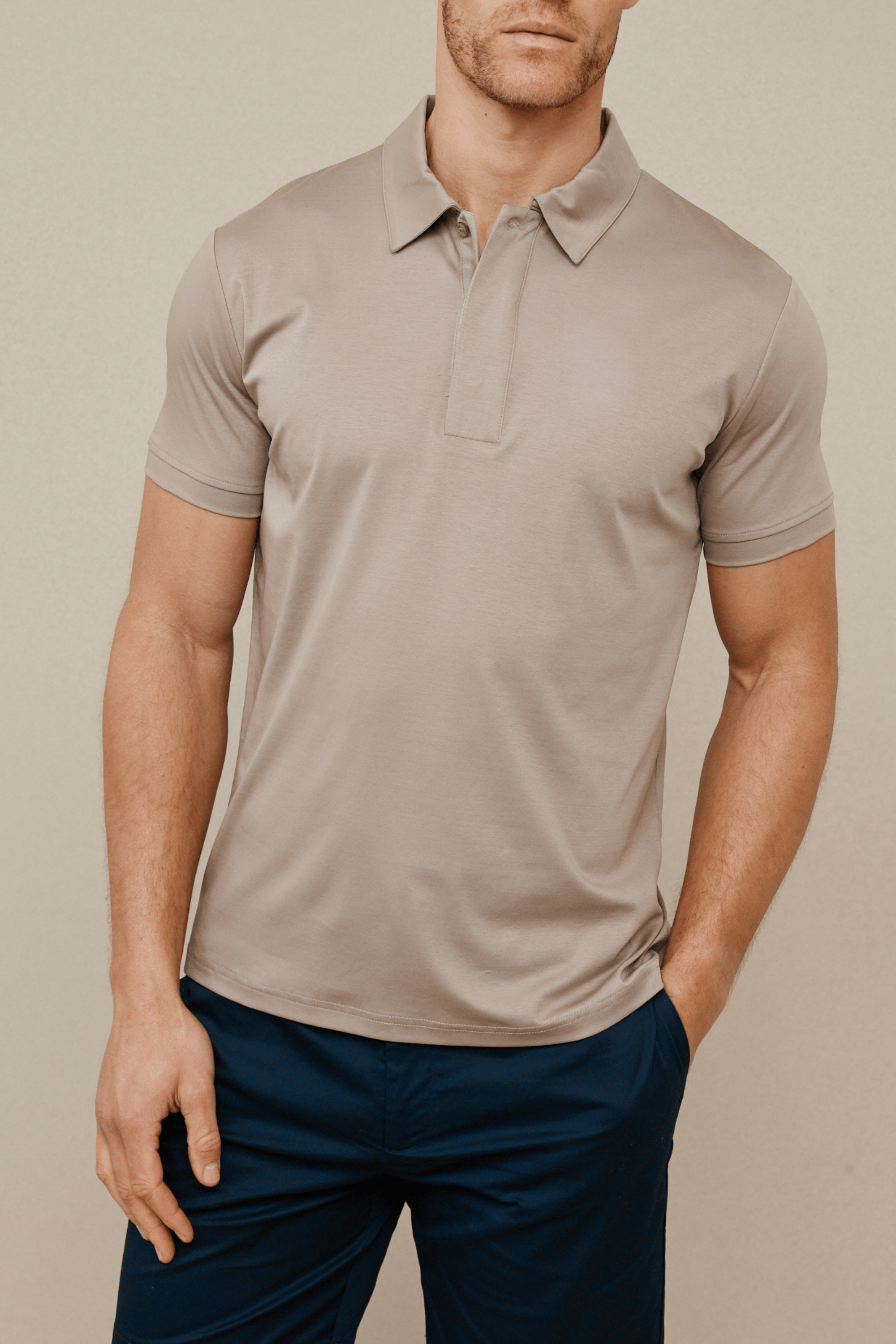 Santi Mercerised Polo Shirt -Sand