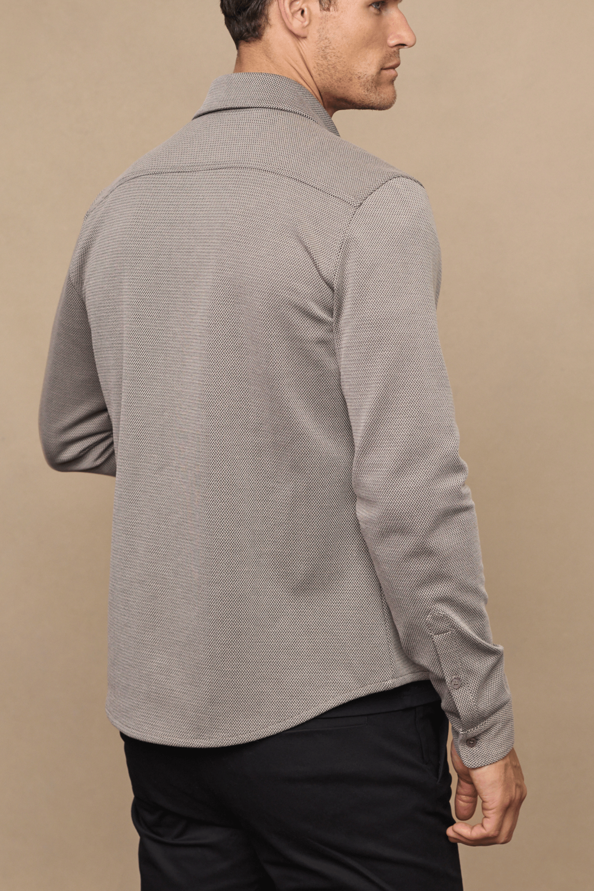 Jacques Textured Overshirt - Beige/Brown