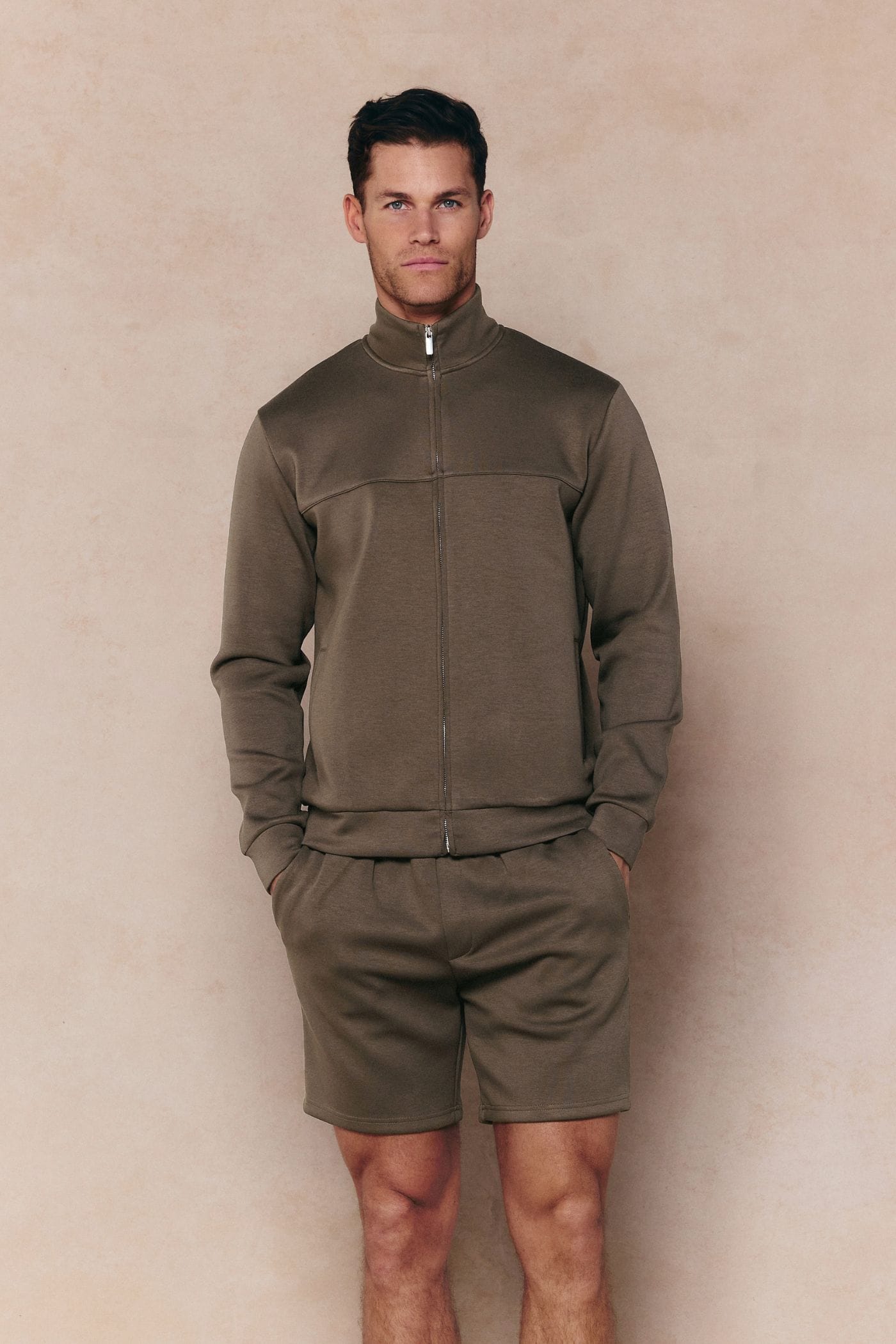 Luxe Zip Through Jacket - Burnt Olive