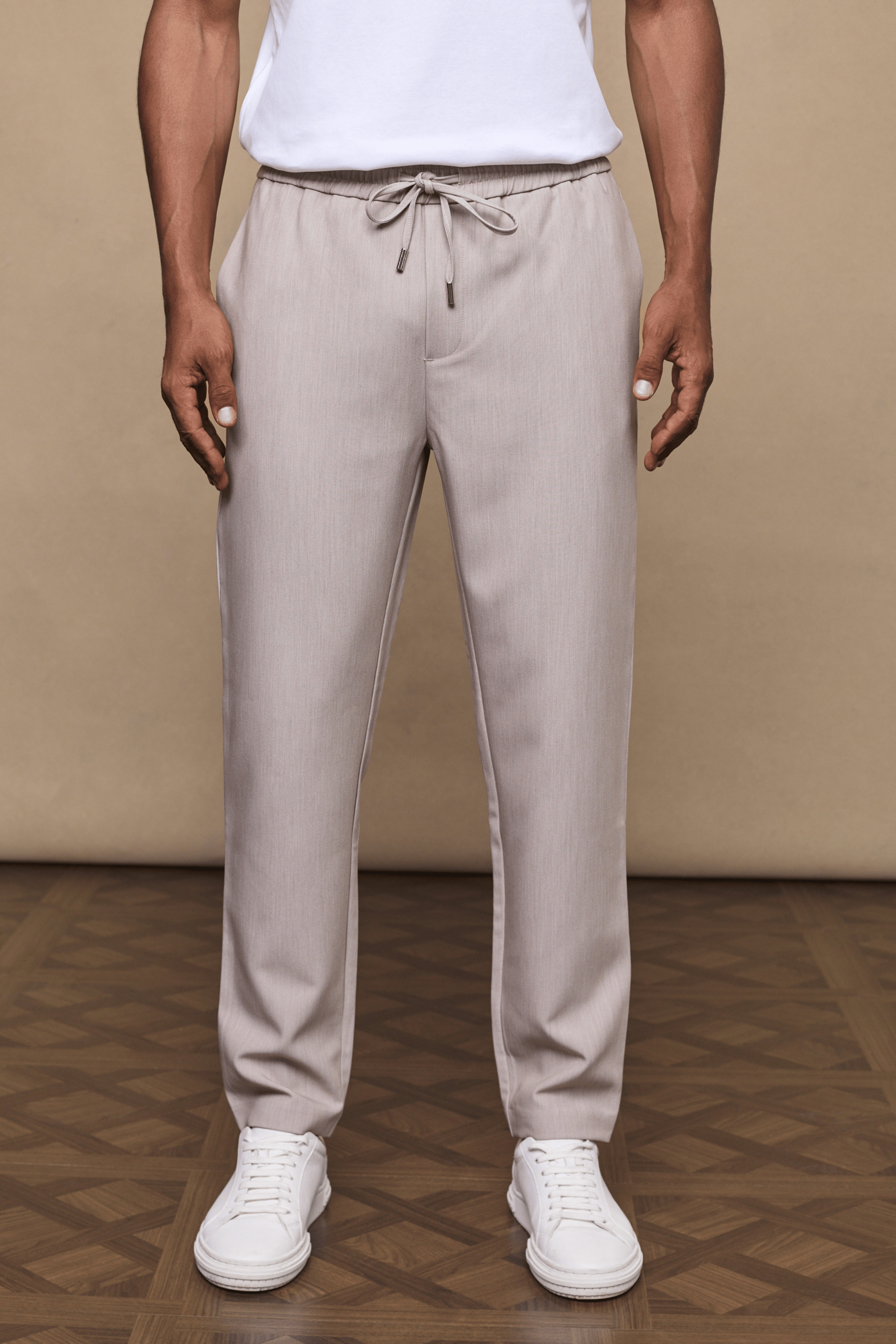 Emilio Everyday Tapered Trouser - Oatmeal Marl
