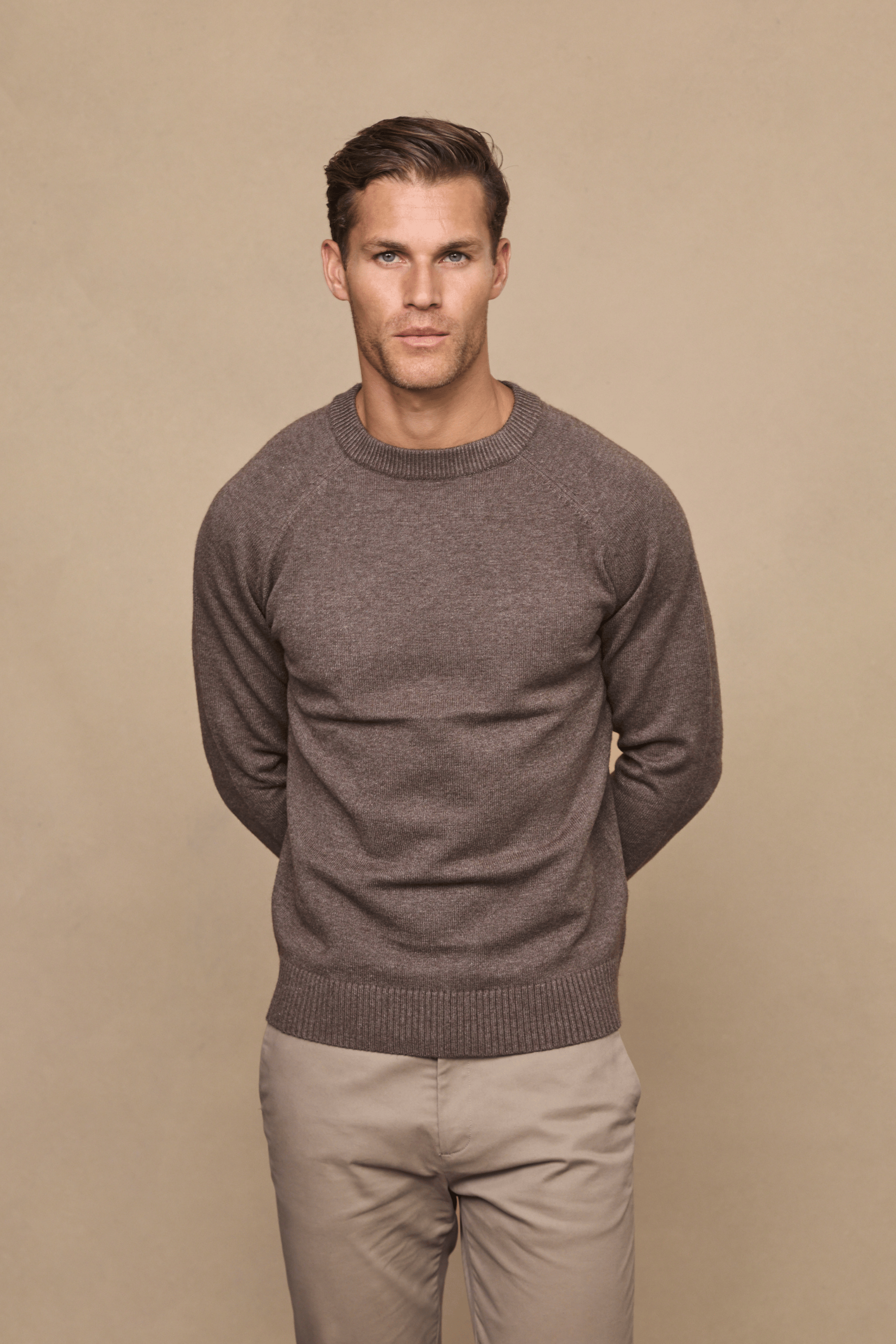 Lando Crew Neck Knit Sweater - Brown Marl