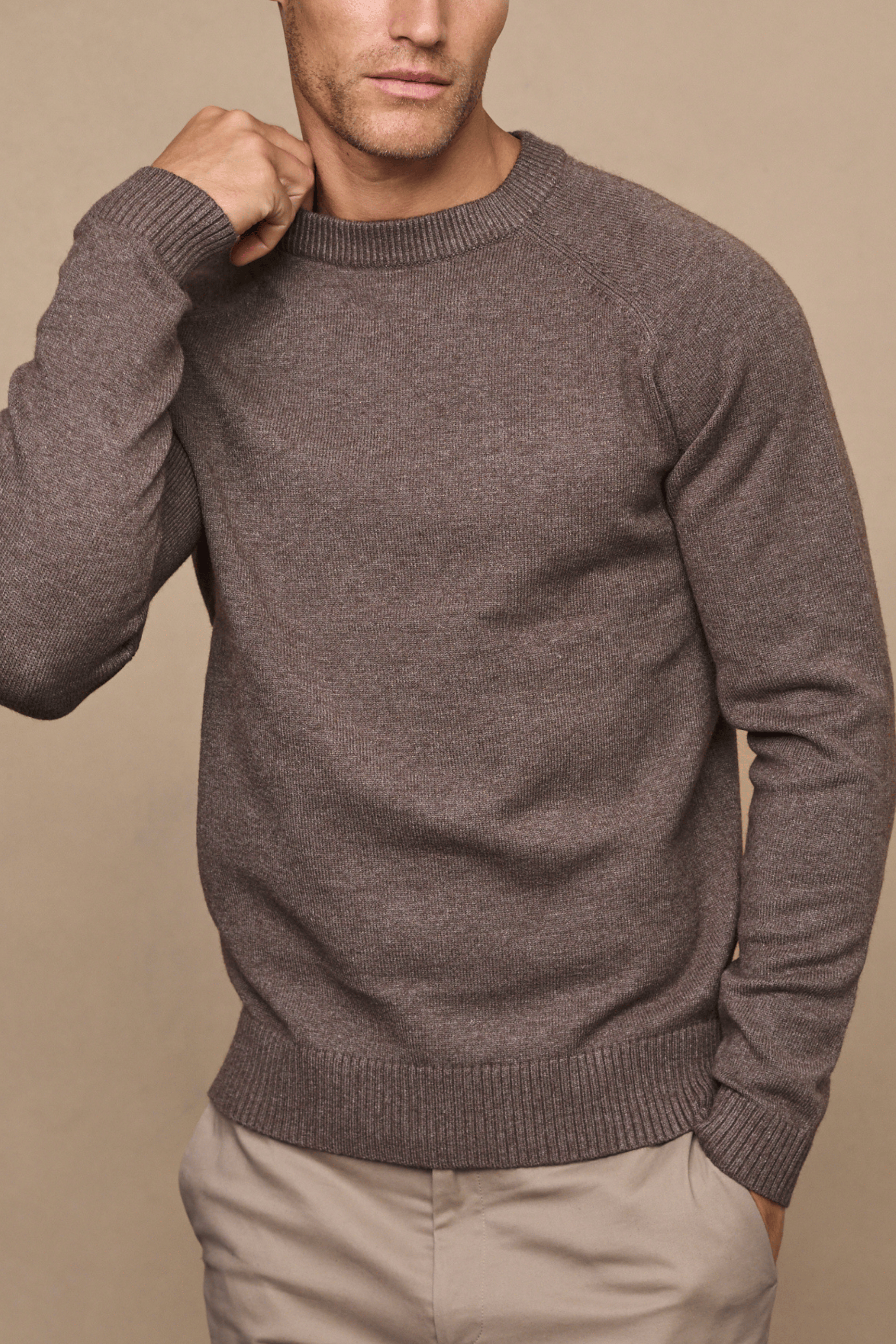 Lando Crew Neck Knit Sweater - Brown Marl