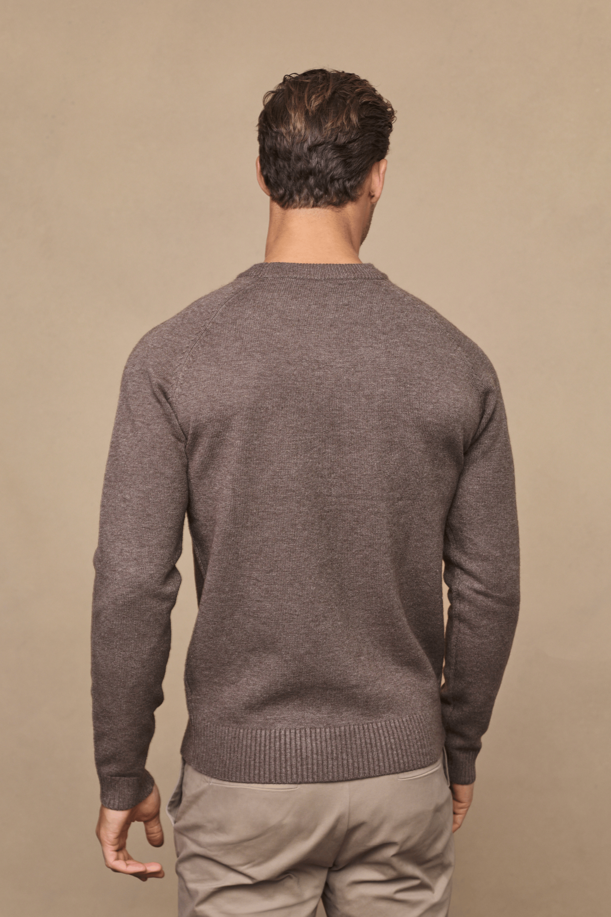 Lando Crew Neck Knit Sweater - Brown Marl