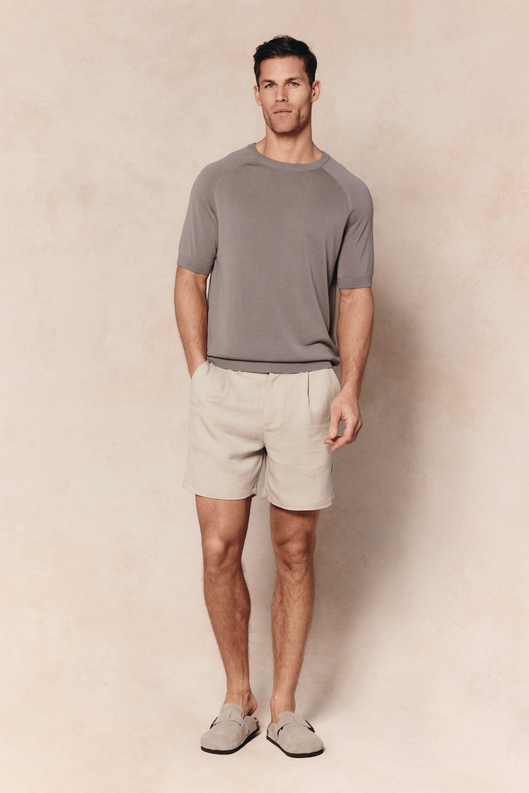 Riera Knit Crew Neck T-Shirt - Sand